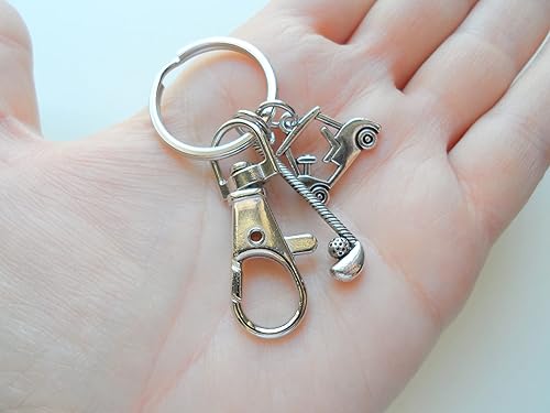 Miniatura 2 de Golf Keychain with Golf Club Charm, Golf Cart Charm, and Swivel Clasp Hook, Golfer or Coach Keychain