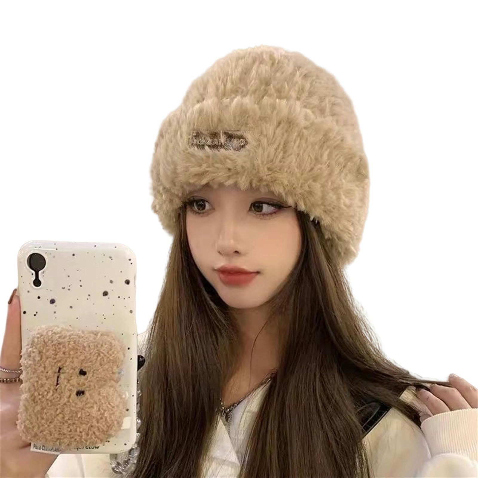 Czapka Zimowa Czapka Czapka Dzianinowa Zagęszczona Pluszowa Czapka Moda Biały I Czarny Pluszowy Kapelusz Szalik 2 Zestawy - Biały-Średni kod