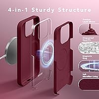 Vista 883 de GONEZ Funda de silicona para iPhone 15 Pro Max, compatible con Magsafe, protector de cámara + protector de pantalla, forro de microfibra suave Negro