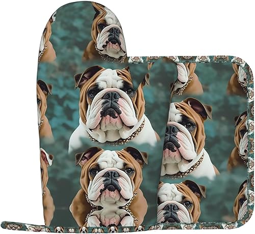 Miniatura 10 de Juego de guantes de horno y soportes para ollas pintados a mano con libélula impresos, resistentes al calor, antideslizantes, guantes de cocina, 2