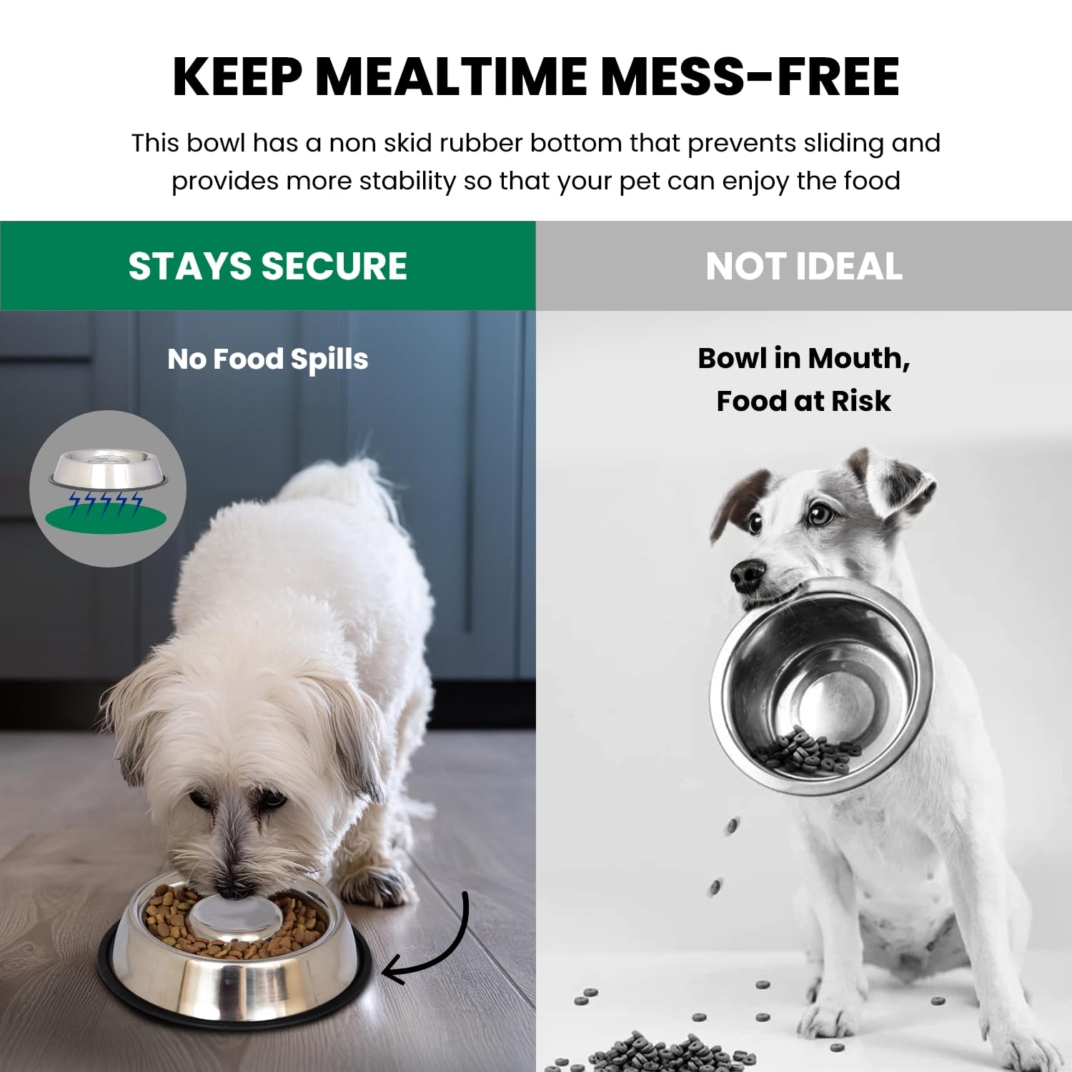 Iconic Mascota Alimentación Lenta Pet Bowl de Acero Inoxidable para Perro o Gato (2 Unidades)