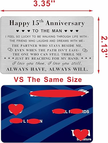 Vista 2 de Emideary Feliz 15 aniversario para marido y hombre, tarjeta de 15 años de aniversario de boda para él, esposo y novio
