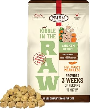 Primal Kibble in The Raw, Freeze-Dried Cat Food, Chicken, 1.5 lb | Whole Food Nutrition, Scoop & Serve, Made with Raw Protein, No Synthetic Vitamins or Minerals, Crafted in the USA