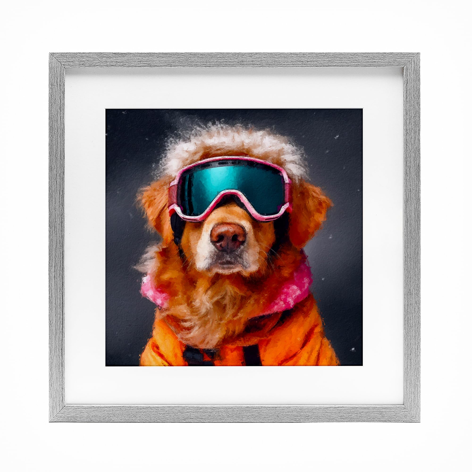 Stupell Industries Ski Dog with Goggles Gray Framed Print Under Glass, design by Sean Parnell, 16 x 16