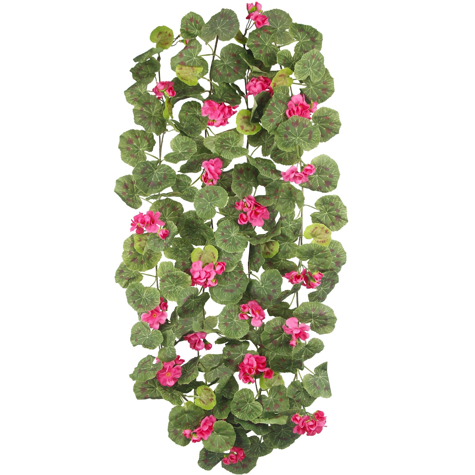 CISDUEO 2 Pcs Spring Summer Flower Garland Geranium Artificial Garland Outdoors Rose Red Geranium Artificial Flowers UV Resistant Hanging Basket