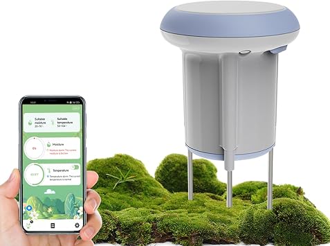 Smart WiFi Soil Moisture & Temperature Sensor - Hub-Free Soil Meters for Lawn, Garden, Greenhouse, Real-Time App Alerts IP65 Waterproof | Compatible with Smart Life/Tuya App | Gardening Gift