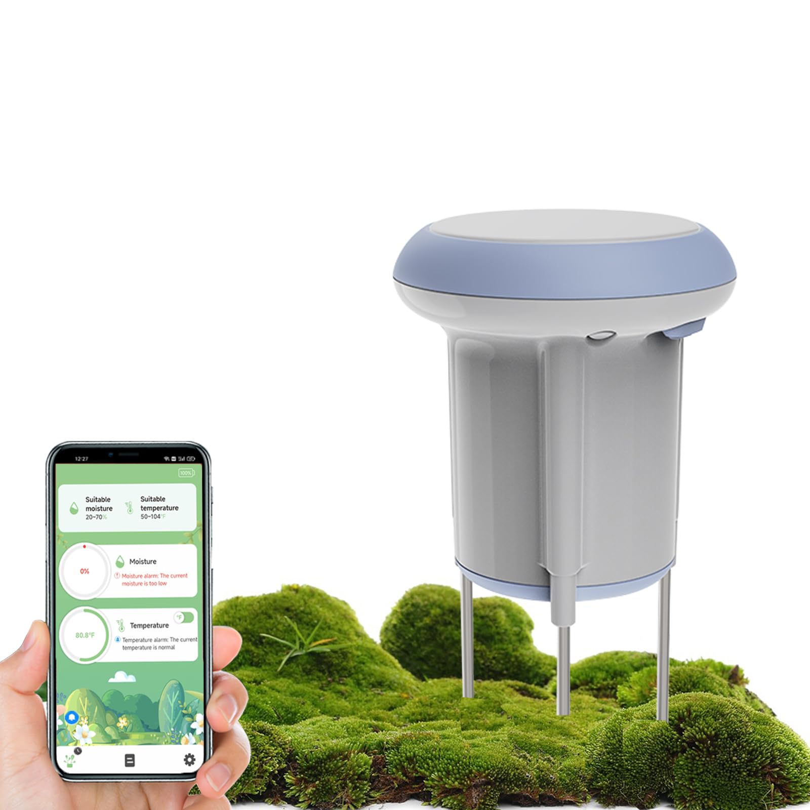 Inteligentny czujnik wilgotności gleby WiFi, czujnik gleby Bluetooth, termometr pokojowy, wewnętrzny tester gleby, inteligentny czujnik roślin, kompatybilny z aplikacją Alexa Tuya/Smart Life