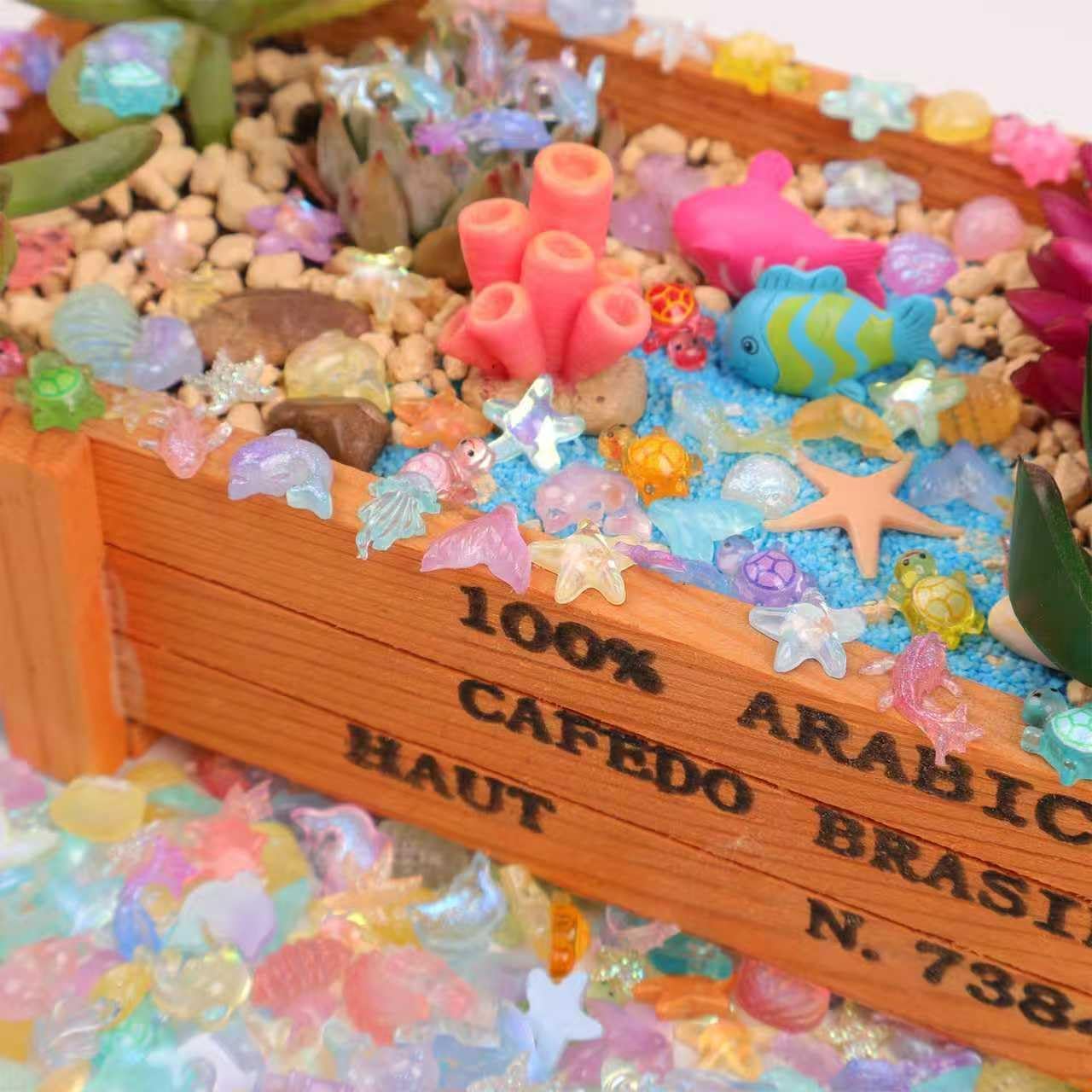 400PCS Luminous Ocean Mini Resin Sea Animals for DIY Crafts Dollhouse Miniatures Mini Animals Plastic Sea Creature Marine Life Bulk for Fairy Garden Micro Landscaping Aquarium Fish Tank Decoration