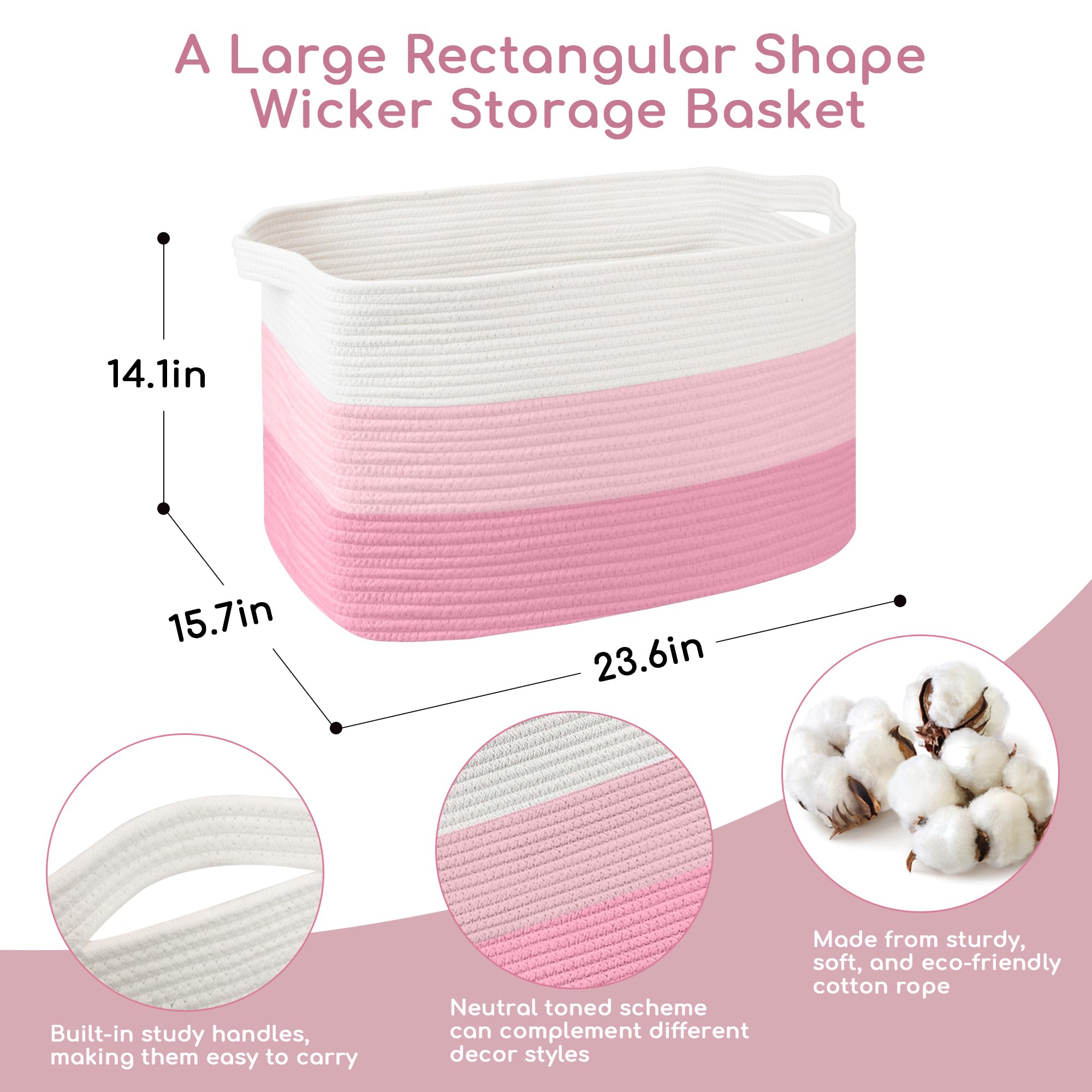 Amazon.com: MEGASKET Large Pink Baskets for Organizing, 23.6
