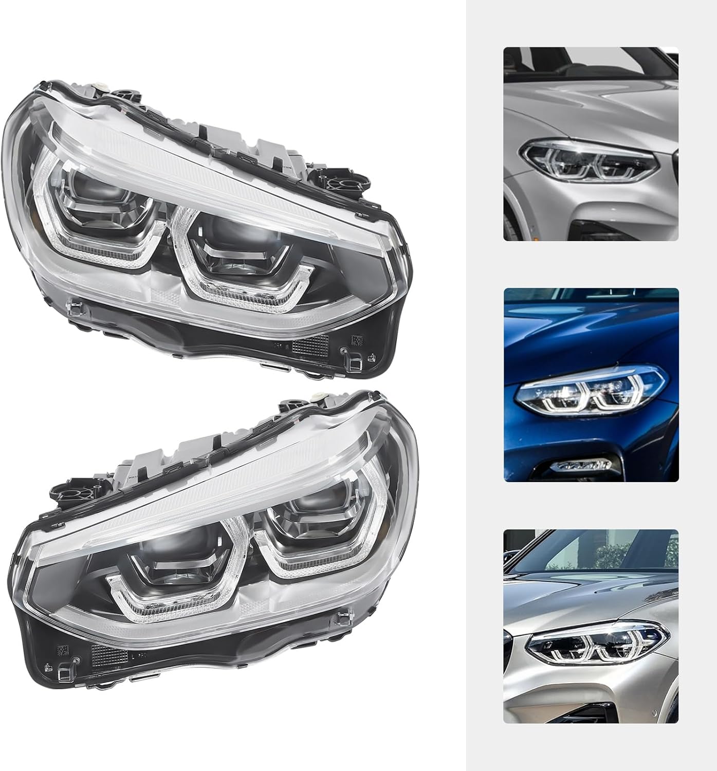 LED Headlight Assembly Left+Right Side for 18-21 BMW X3 X4 G01 G02 G08, Driver & Passenger Side Head Lights Direct Replacement Headlamps Assy Set Assembly (Left+Right)