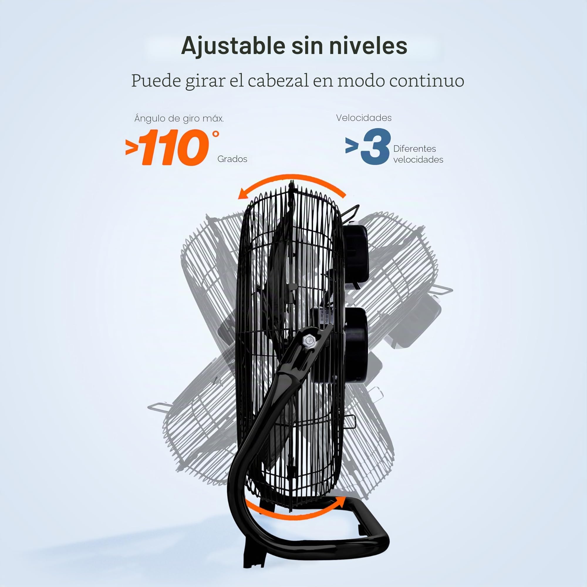 TRESKO AERSON Ventilador de suelo 60 cm | Ventilador de pie 200 W | con 3 niveles de potencia | Alto flujo de aire | Construcción robusta de metal | Inclinable a 110 grados