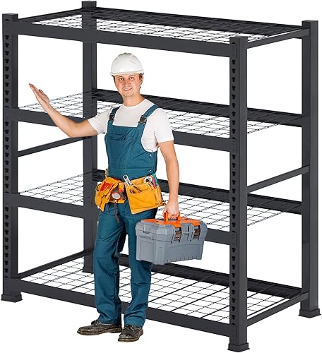 Estantes de almacenamiento de garaje, estantes de garaje resistentes, estante de metal ajustable de 4 niveles, estante de almacenamiento para
