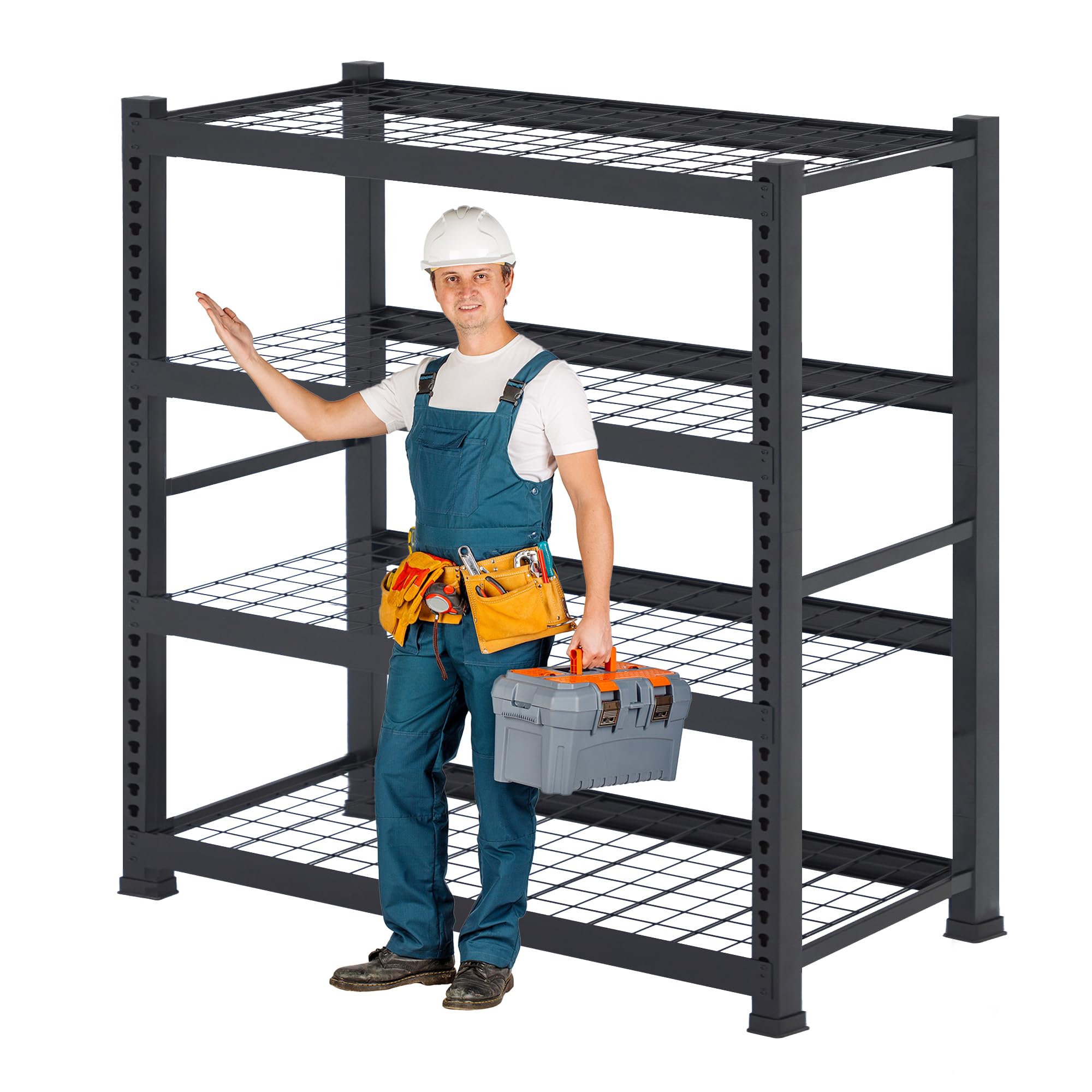 WAREYEASY Garage Storage Shelves Heavy Duty Garage Shelving, 4 Tier Adjustable Metal Shelf, Storage Rack for Warehouse, Basement, Kitchen, 31.8