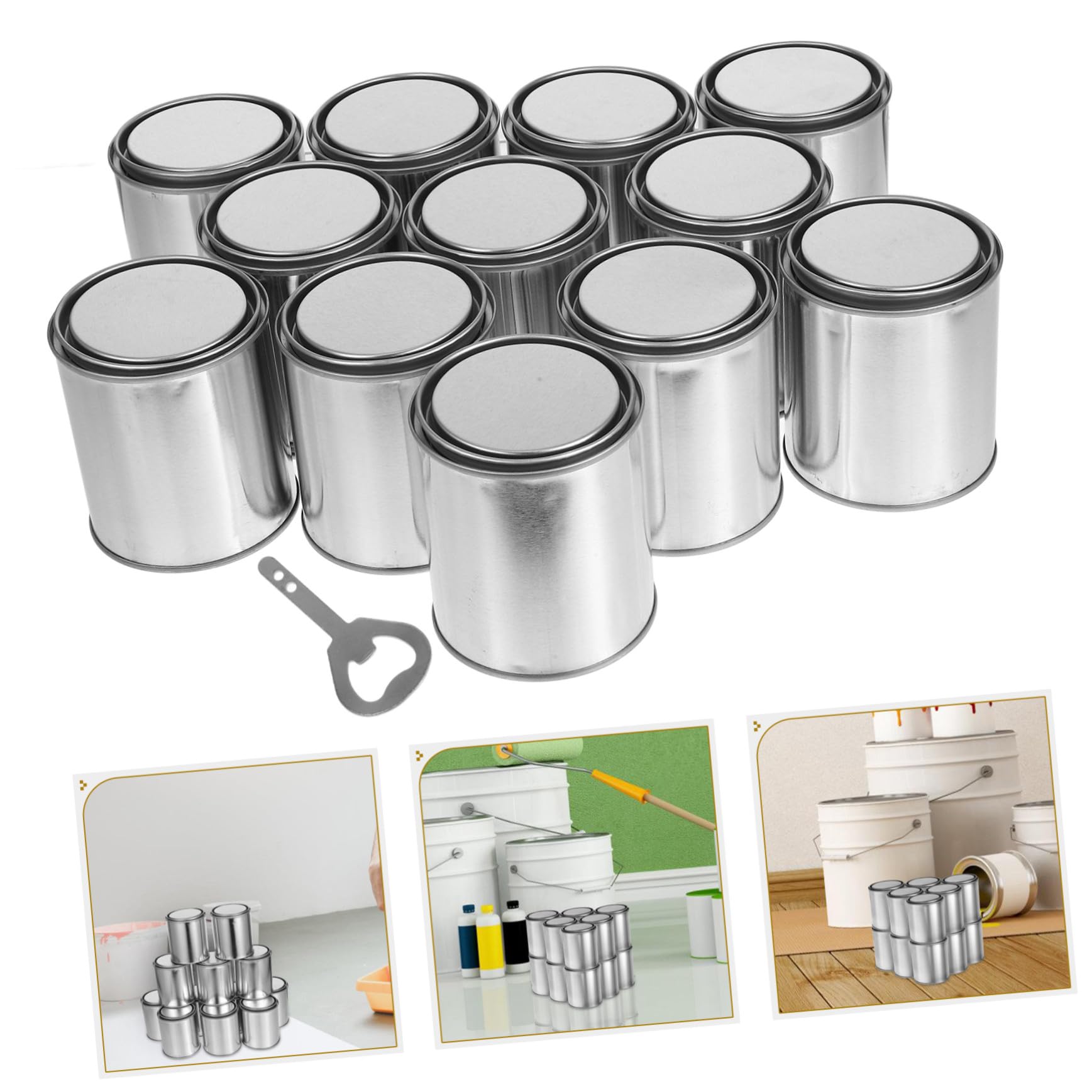 SEWACC Latas de Pintura de Metal Cuarto Tapa Cubos de Pintura Vacíos sin Revestimiento Manualidades y Almacenamiento de Restos