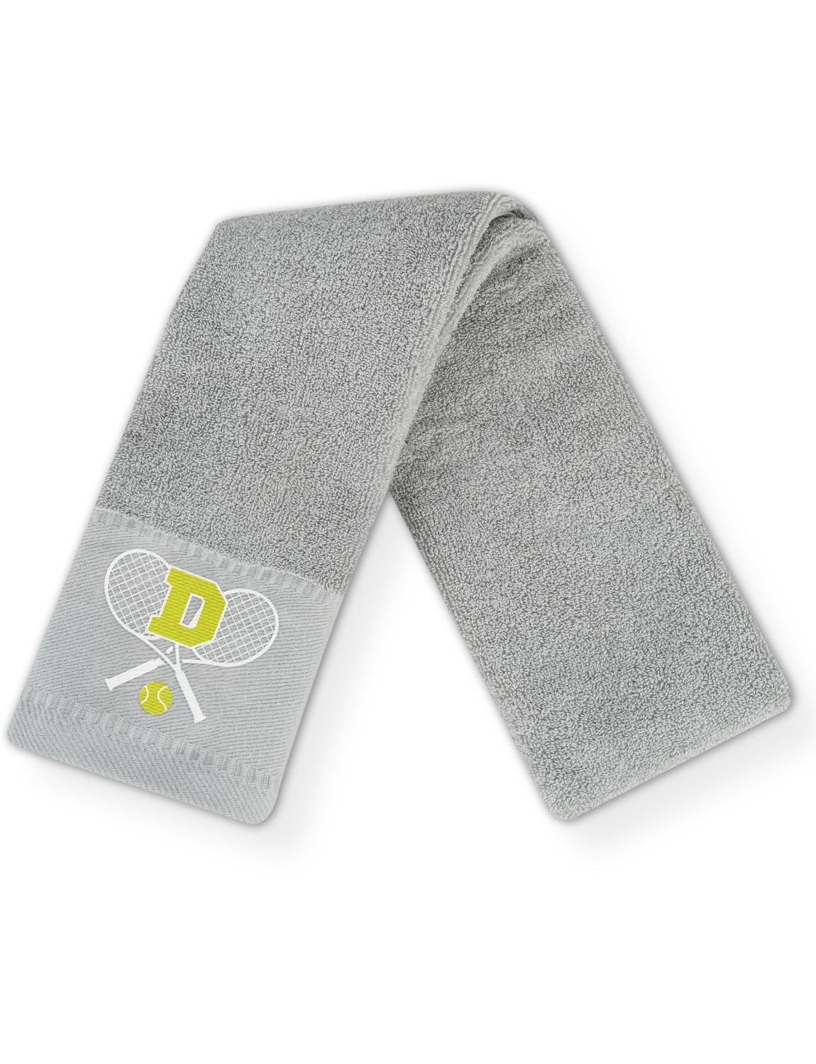 CybGene Tennis Towel with Monogrammed Embroidery, Initial Tennis Gifts, Personalized Tennis Court Accessory for Men, Women on Birthday, Retirement, Soft and Absorbent, Grey-D — image 1