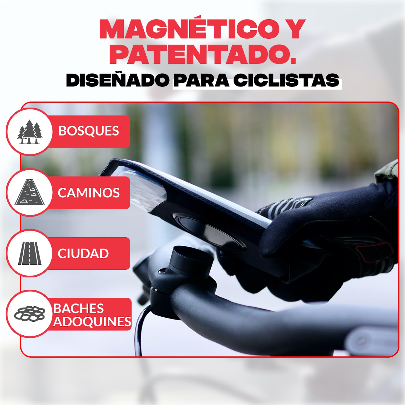Shapeheart Soporte Móvil Bicicleta Pro con Funda Magnética | Para todos los móviles | Fijación al manillar 22–32 mm | GPS MTB y e-bike | Se fija y retira con una mano | Antivibración