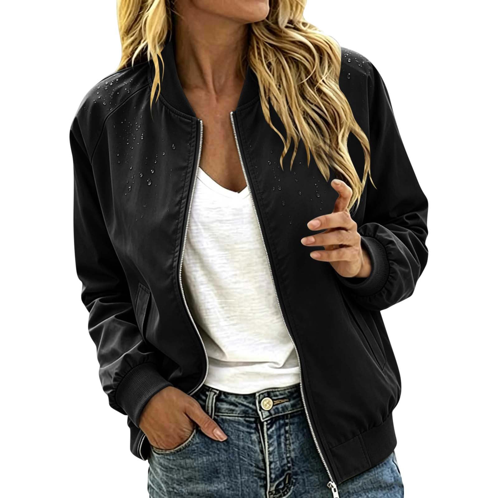 Regenjacke Damen Wasserdicht Bomberjacke Leichte Windbreaker Fahrradjacke | Windjacke Atmungsaktiv Wanderjacke Einfarbige Sportjacke Casual Laufjacke Outdoorjacke Übergangsjacke