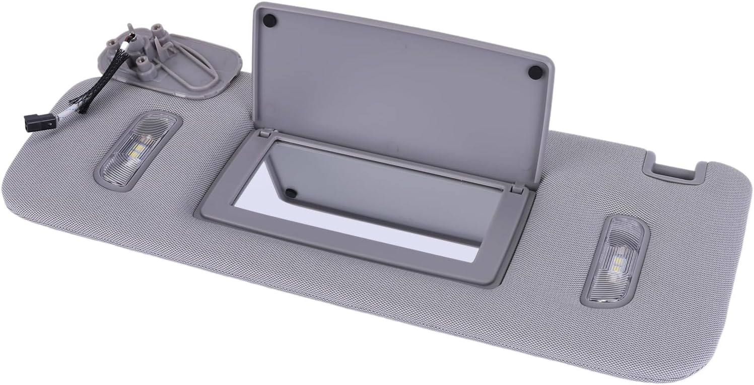 Left Driver Side Sun Visor with Lighted for Cadillac Escalade ESV 2015-2019 for Silverado 1500 2500 3500 Gray Car Sun Visor with Lighted Makeup Mirror 23459655 22870346 23198866 23459654 84247192