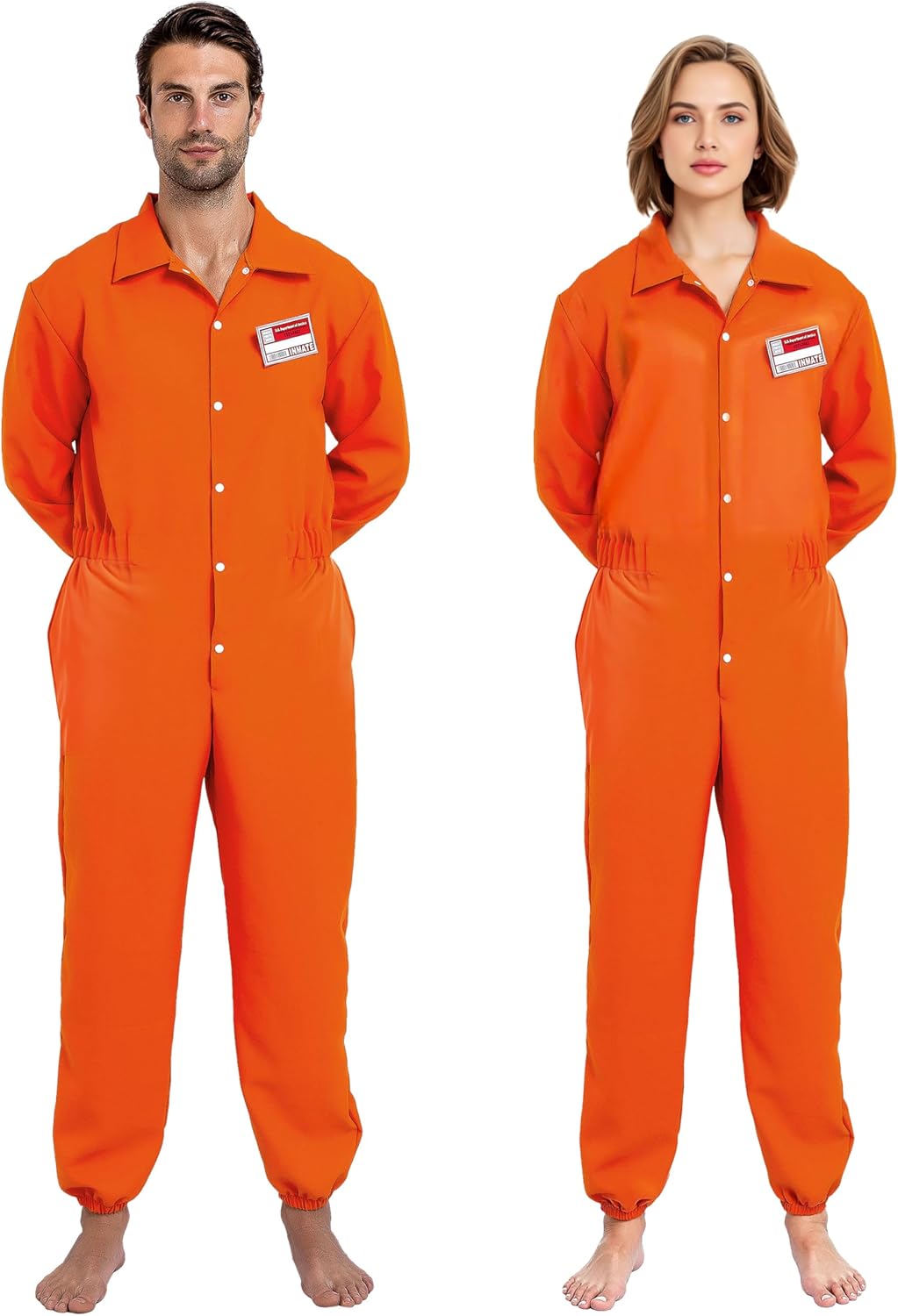 Spooktacular Creations Orange Prisoner Jumpsuit Costume Men, Orange Jumpsuit Women with Name Tag, Halloween Costumes Adult