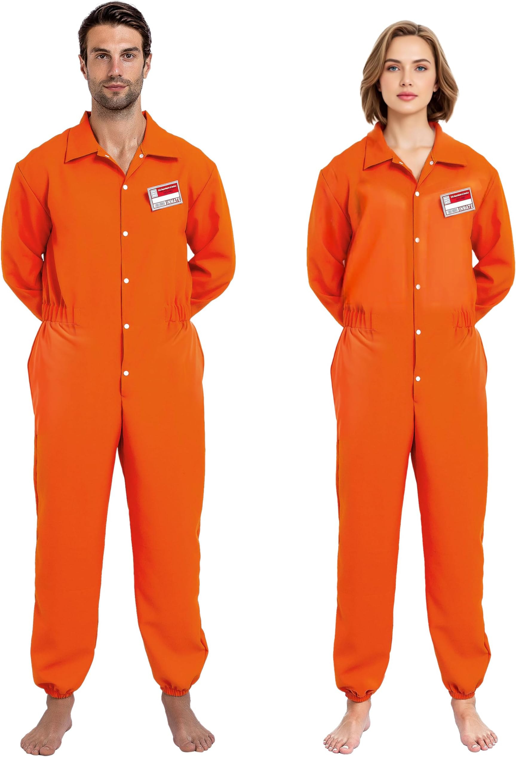 Spooktacular Creations Prisoner Jumpsuit Orange Prison Escaped Inmate Jailbird Coverall Costume with Name Tag