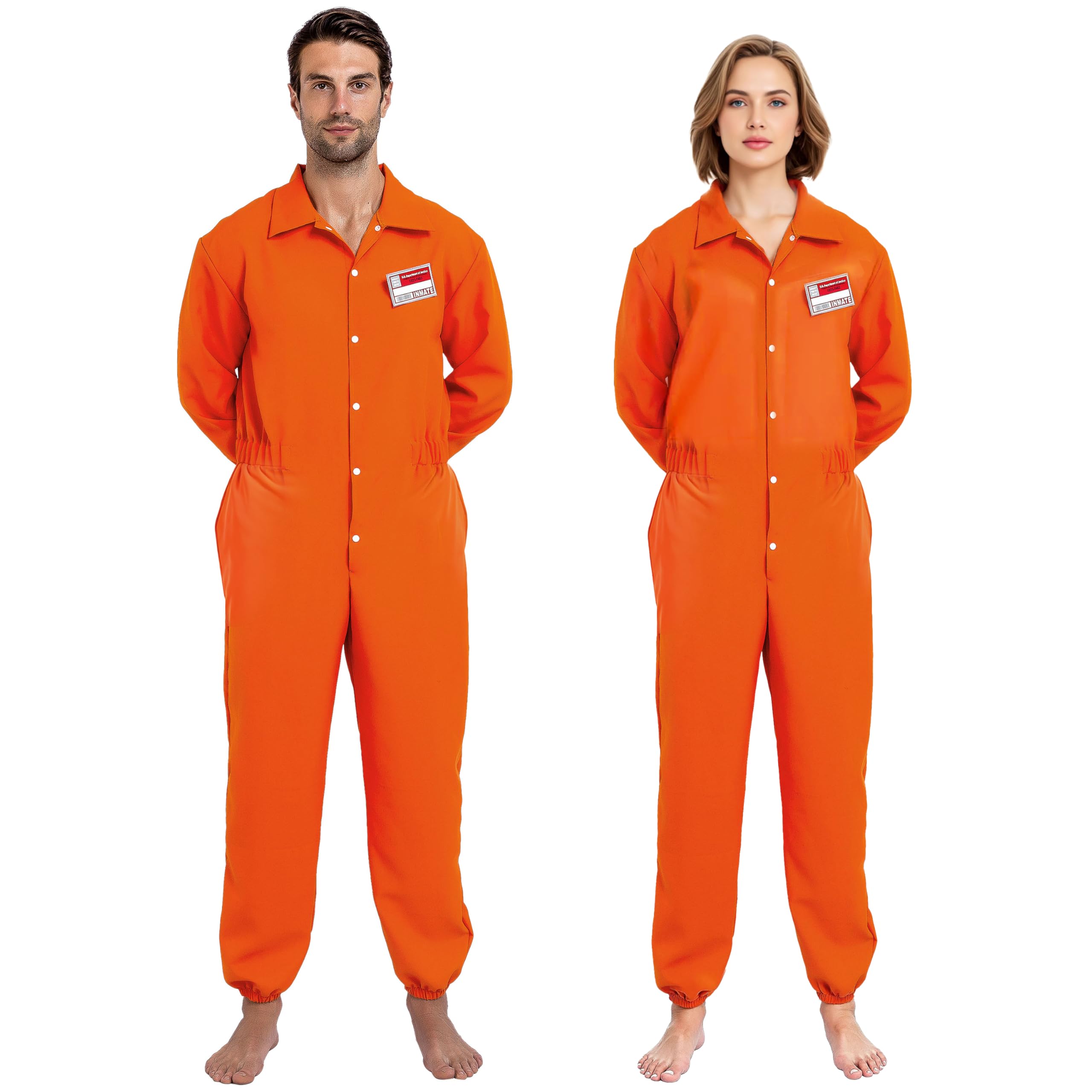 Spooktacular Creations Prisoner Jumpsuit Orange Prison Escaped Inmate Jailbird Coverall Costume with Name Tag