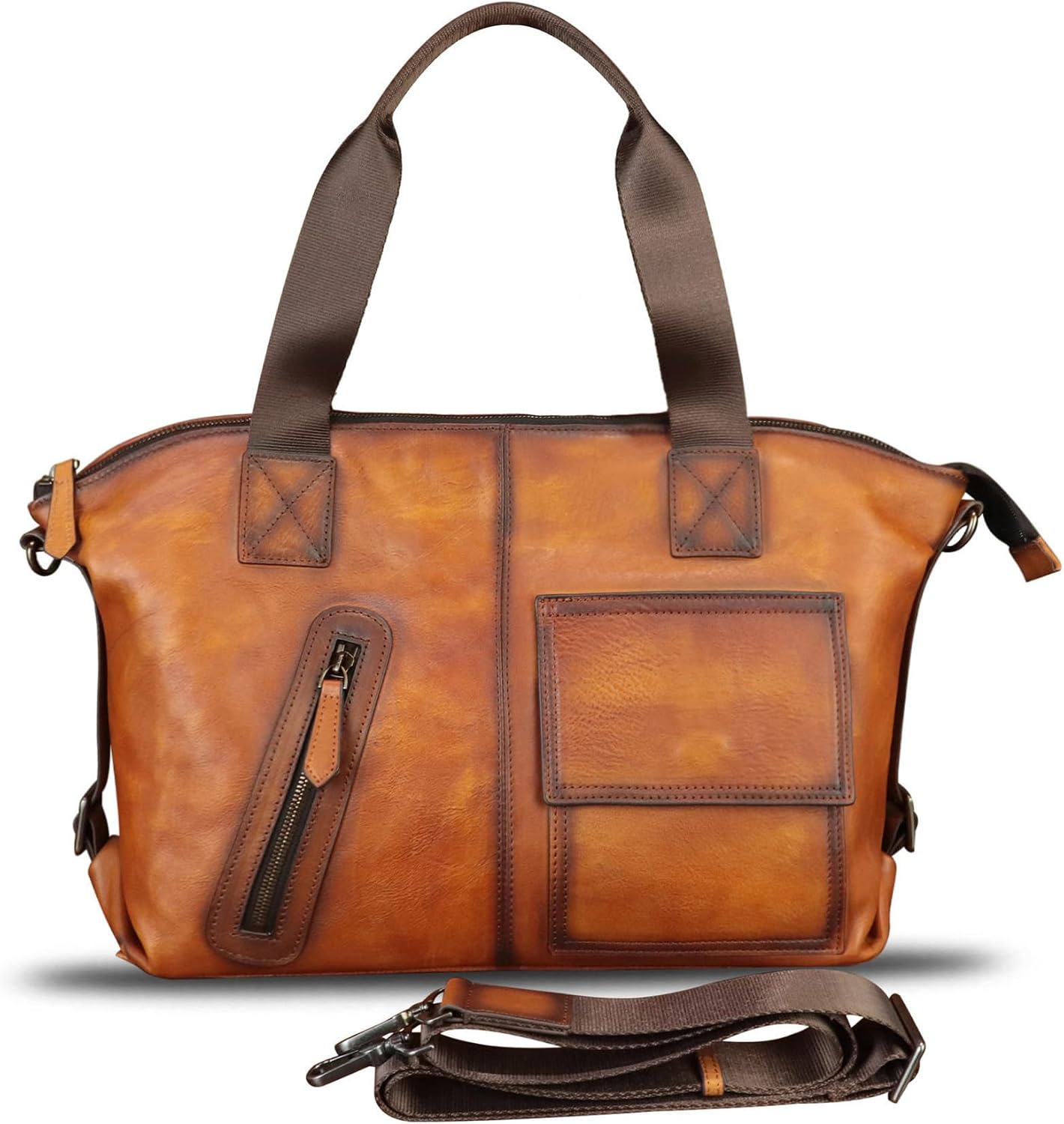 Genuine Leather Briefcase Messenger Bag for Men and Women Vintage Leather Satchel Purse Handbag Crossbody Shoulder Bag