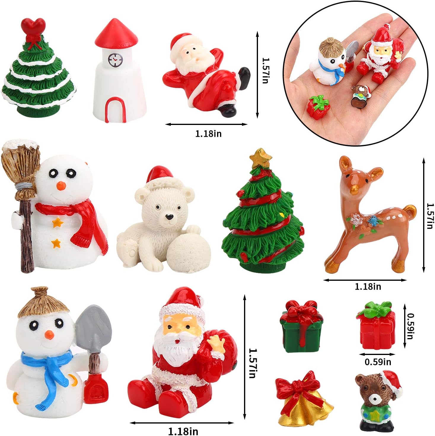 DIYASY Christmas Miniature Figurines,40 Pcs Mini Crafts Resin Santa Claus Snowman Elk Ornaments Kit for DIY Christmas Fairy Garden and Snow Globes - Image 2