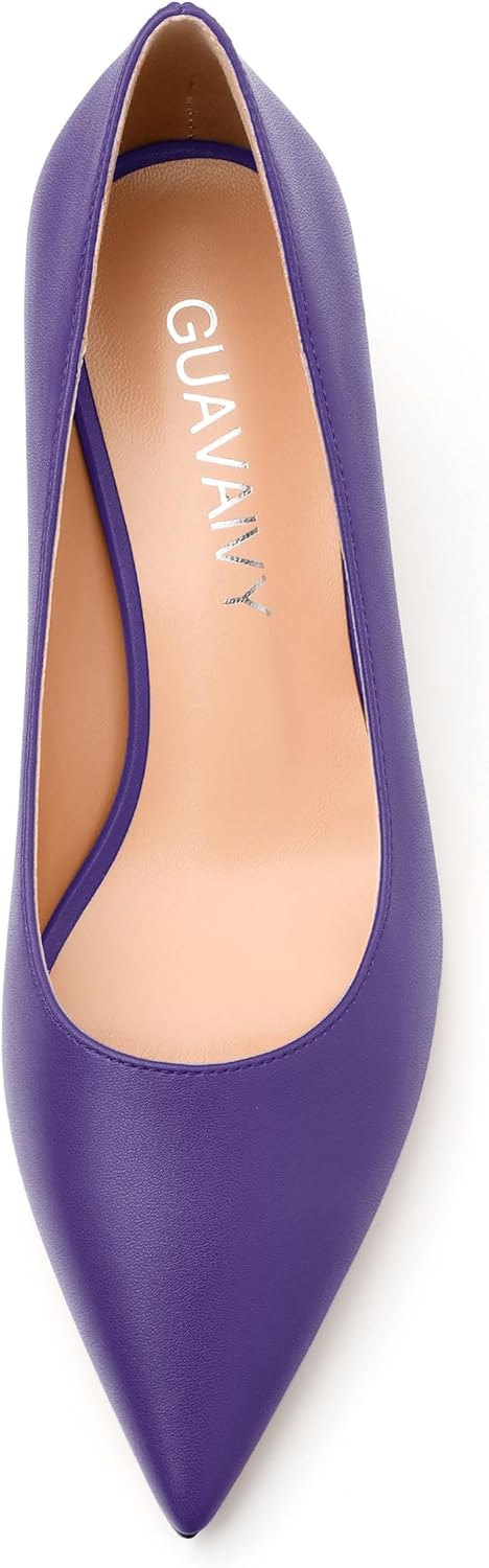 Women's Pointed Toe Low Heel Pumps, Slip On Chunky Heel Womens Shoes, Fashion Solid Matte Pump for Office Partying Dating