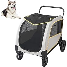 Dog Stroller for Large Dogs, Foldable Cart with 4 Wheels Dog Stroller Pet Jogger Wagon with Safety Leash Travel Carrier Breathable Animal Stroller for 2 Medium Dogs Up To 132 Lbs