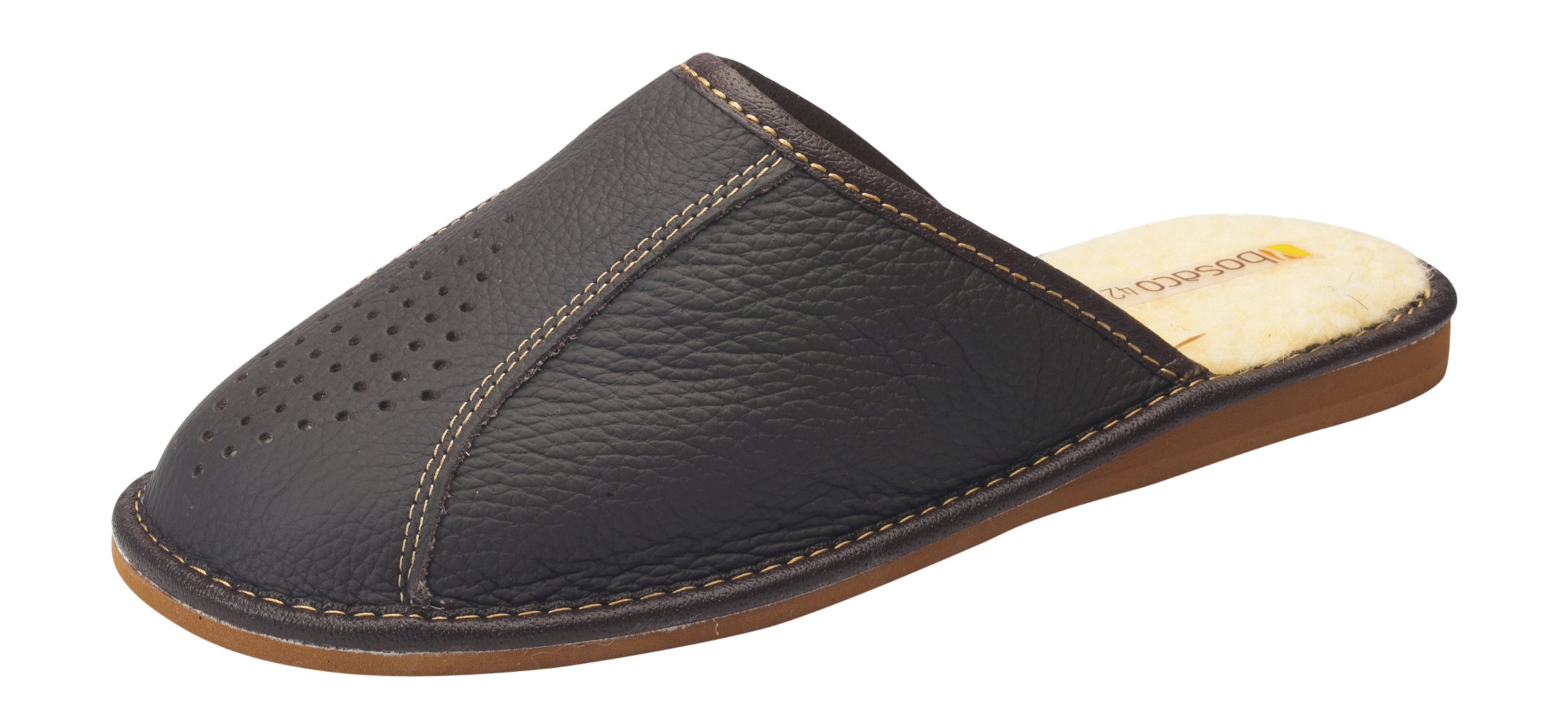 FreeWALKER | Slippers | 100% Pure Wool Lining, 100% Leather | Size: 10,5 UK Brown