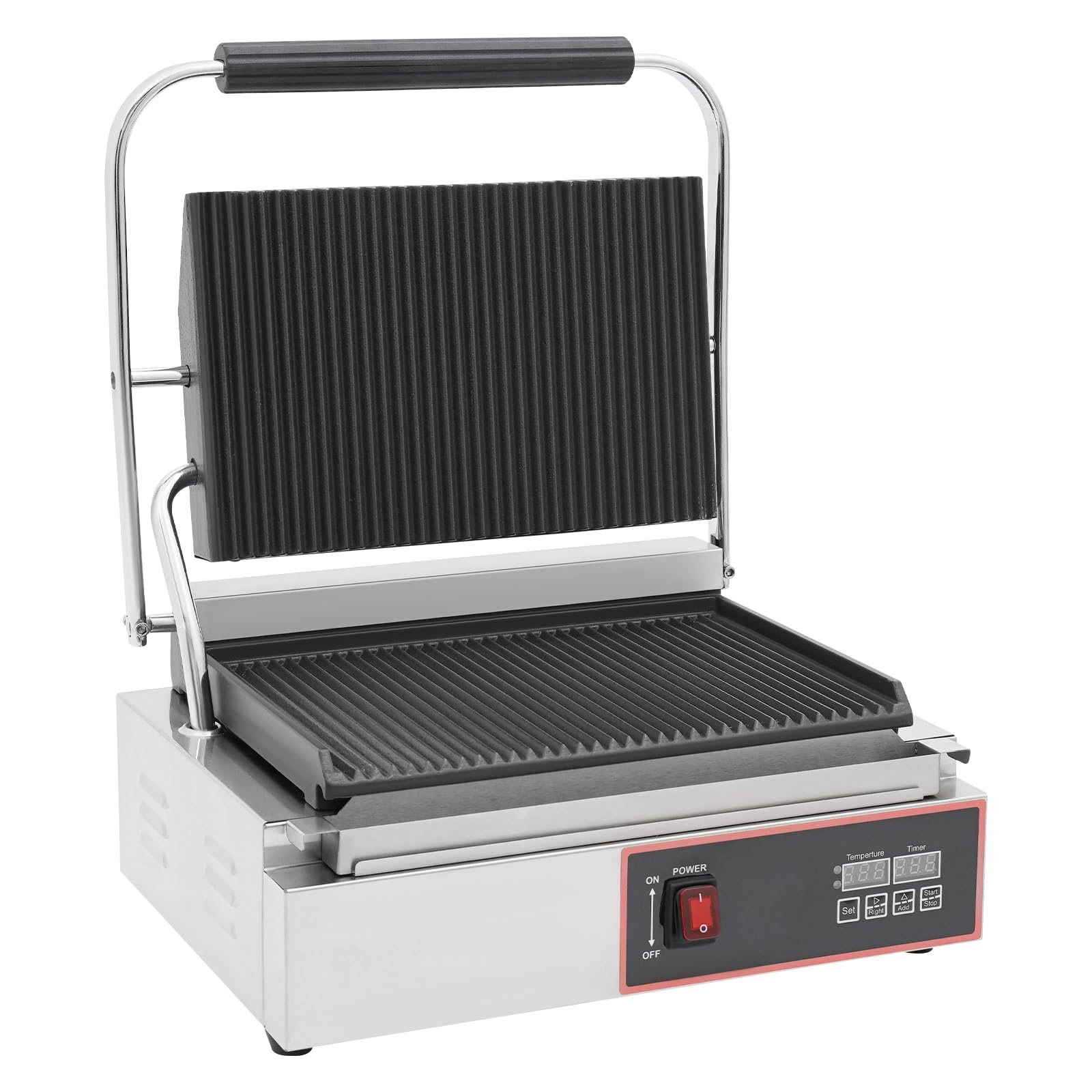 Griglia elettrica a contatto per panini, 2200 W, rivestimento in ceramica, doppia piastra riscaldante con display LED, per hotel, ristorante, caffetteria