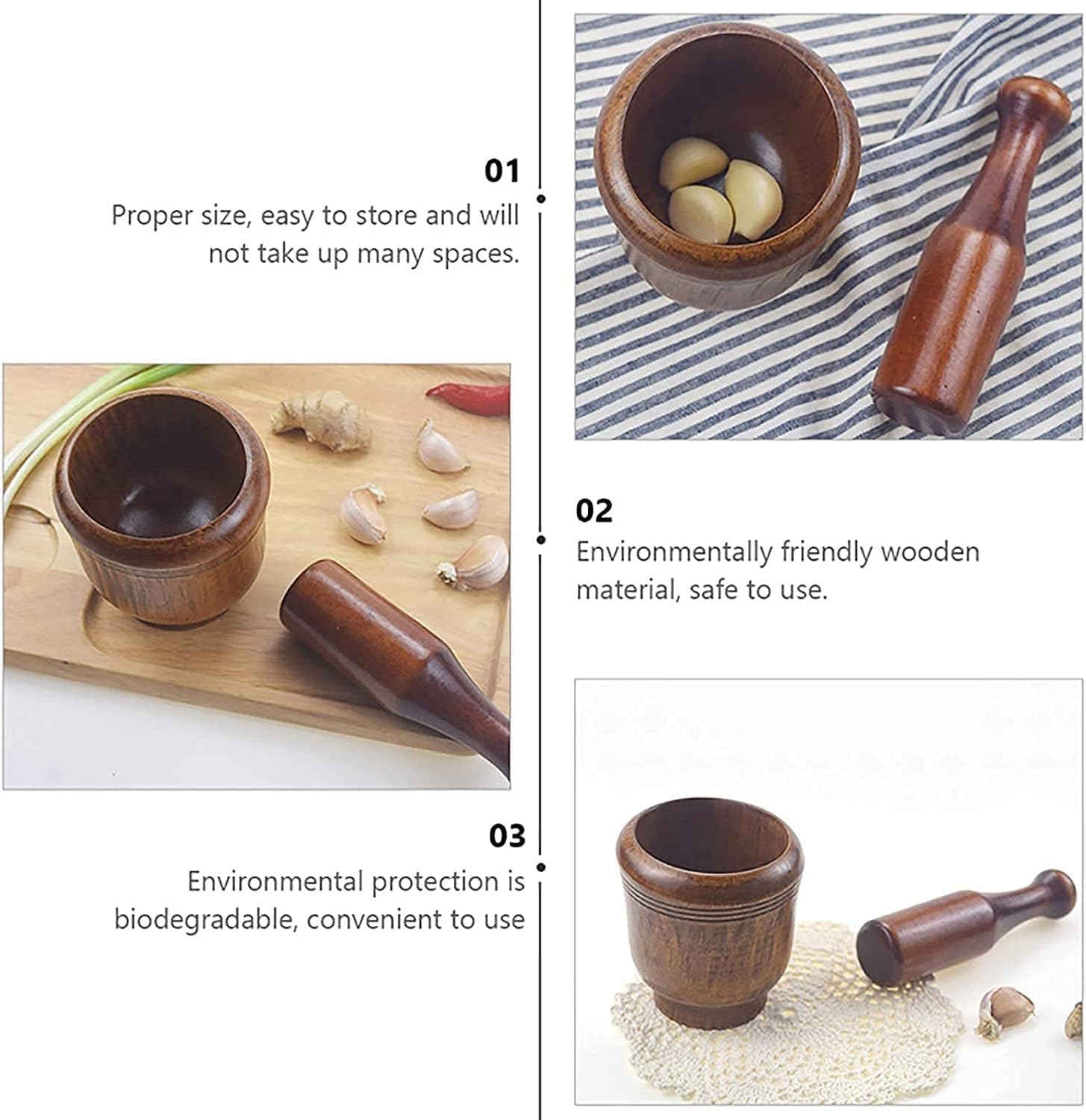 Mortar and Pestle Set Wooden Mortar and Pestle Crush Press Mash Spices