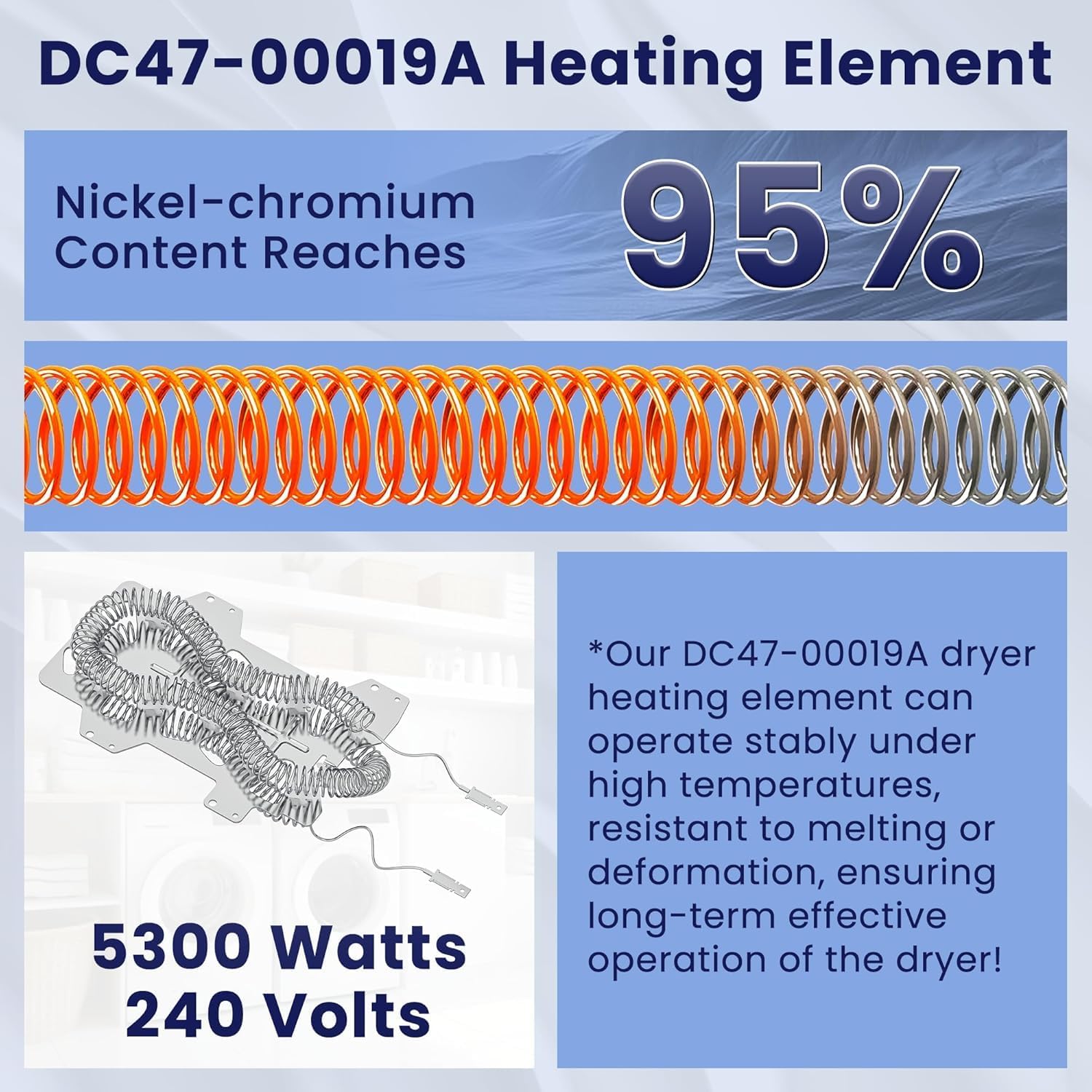 Dryer Heating Element Compatible with Samsung DV50F9A6EVW/A2-000, Samsung DV337AER/XAA-0000, Samsung DV409AEW/XAA-0000, Samsung DV393ETPARA/A1-0001 Dryers