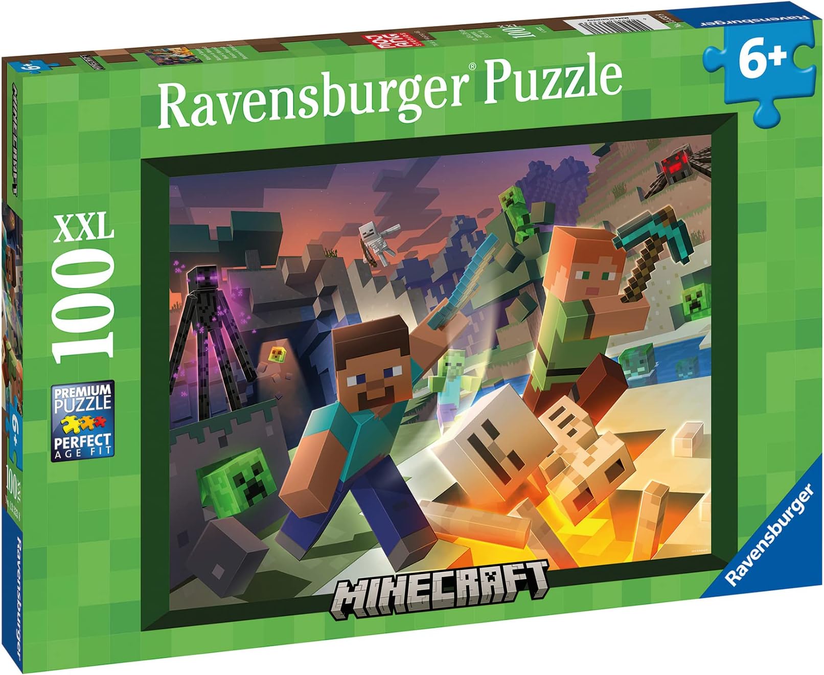 Ravensburger Minecraft Jigsaw Puzzle for Kids Age 6 Years and Up – 100‑Piece XXL Puzzle for Boys and Girls – Minecraft Gifts and Toys for Creative Children