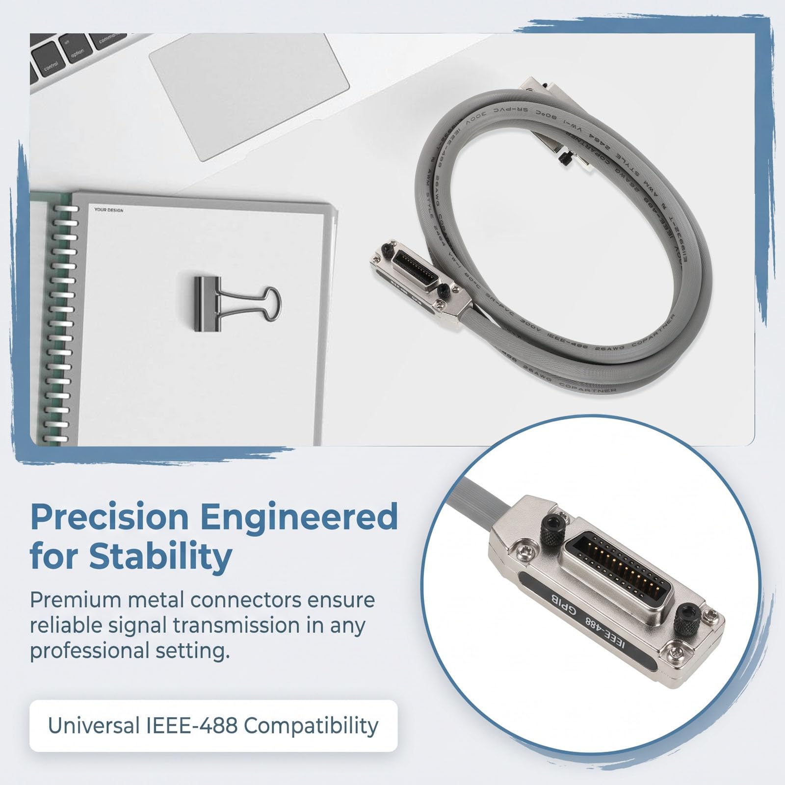 Hemobllo Cable Gpib Ieee-488 de 24 Pines de 2 Metros con Conector Metálico