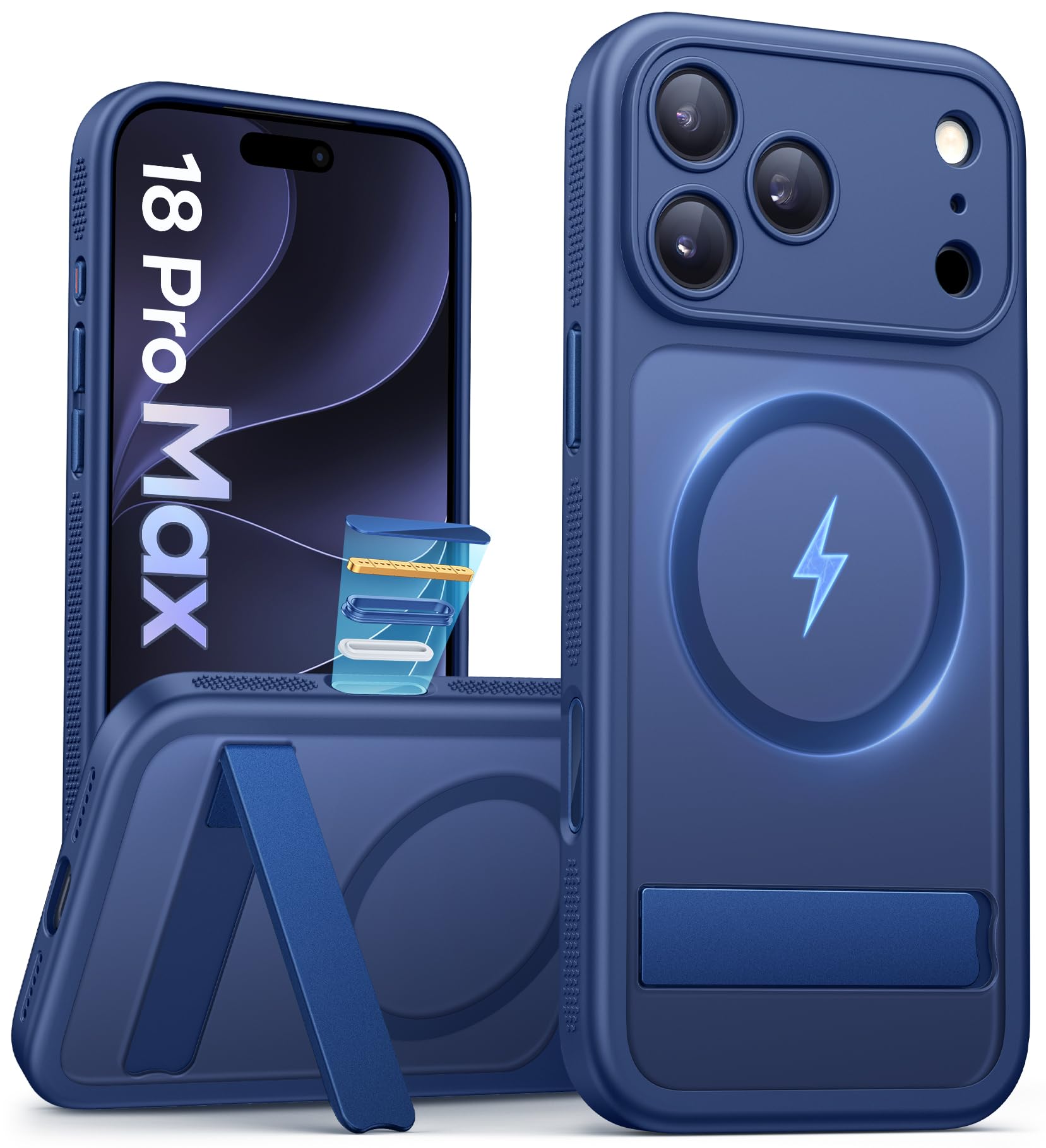 Slim Fit for iPhone 18 Pro Max Magnetic Case with Stand, Blue