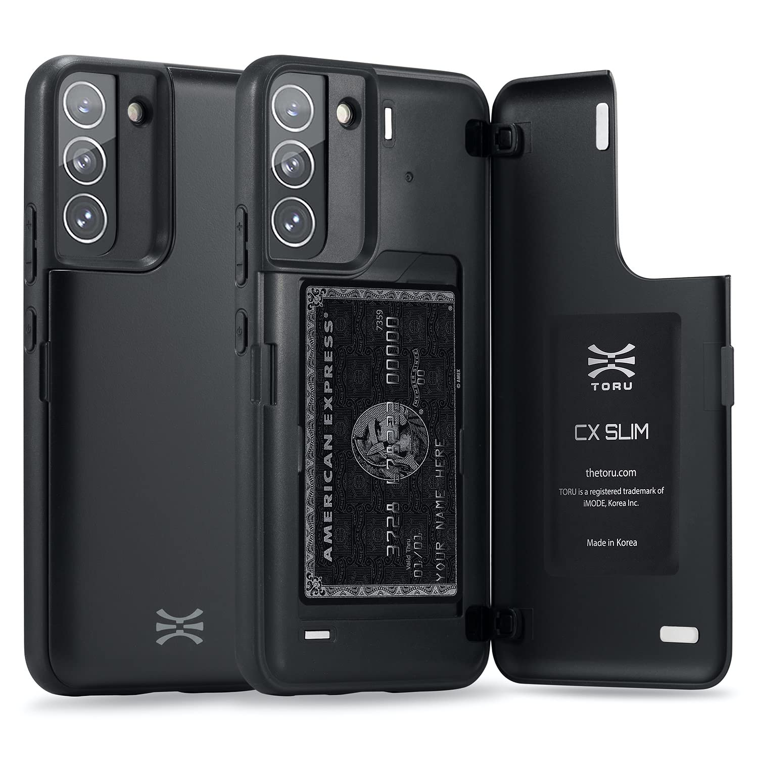 TORU CX SLIM Magnetic Wallet Cover Designed for Galaxy S22 Case with Hidden Card Holder - Black