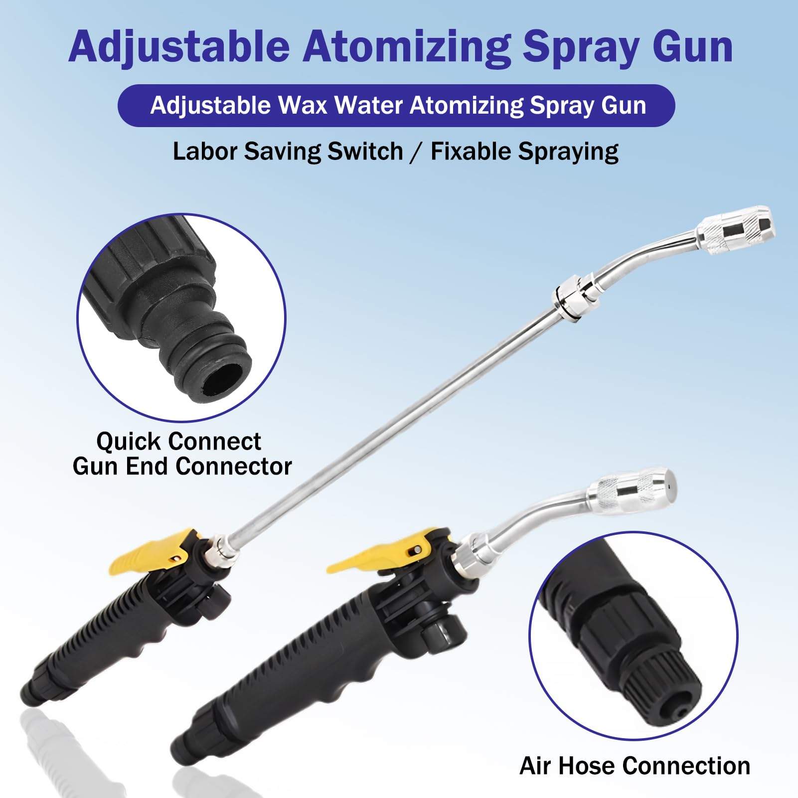 23 Inches Sprayer Wand, 3/8 High Pressure Universal Sprayer Wand Replacement, Adjustable Water Sprayer Hose Nozzle Sprayer for Car Garden Hanging Baskets and Shrubs