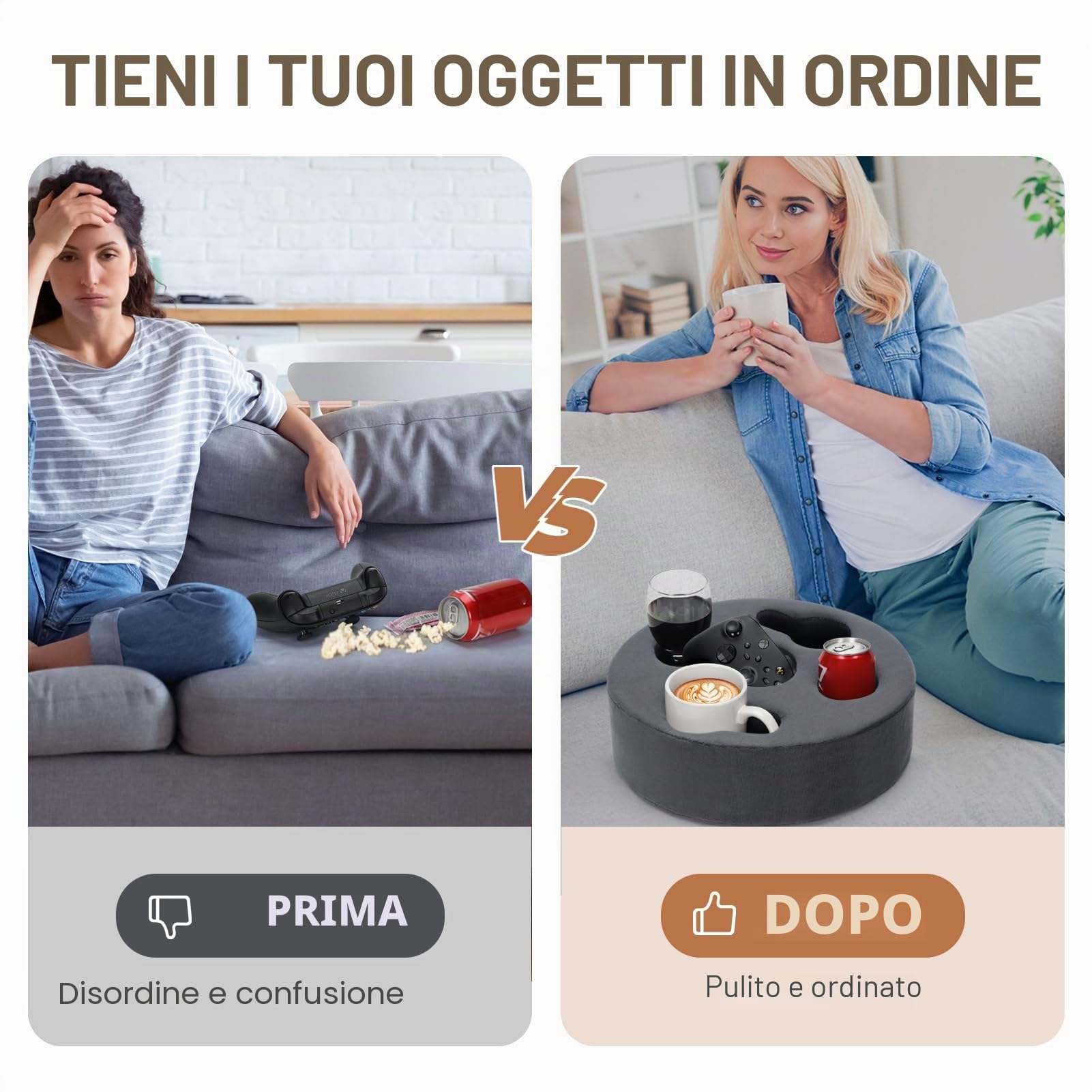 Inno Stage, Portabicchieri per divano, vassoio per bevande, rimovibile e lavabile, per casa, auto, bagno, parco, pavimento, viaggi, aereo, per interni ed esterni