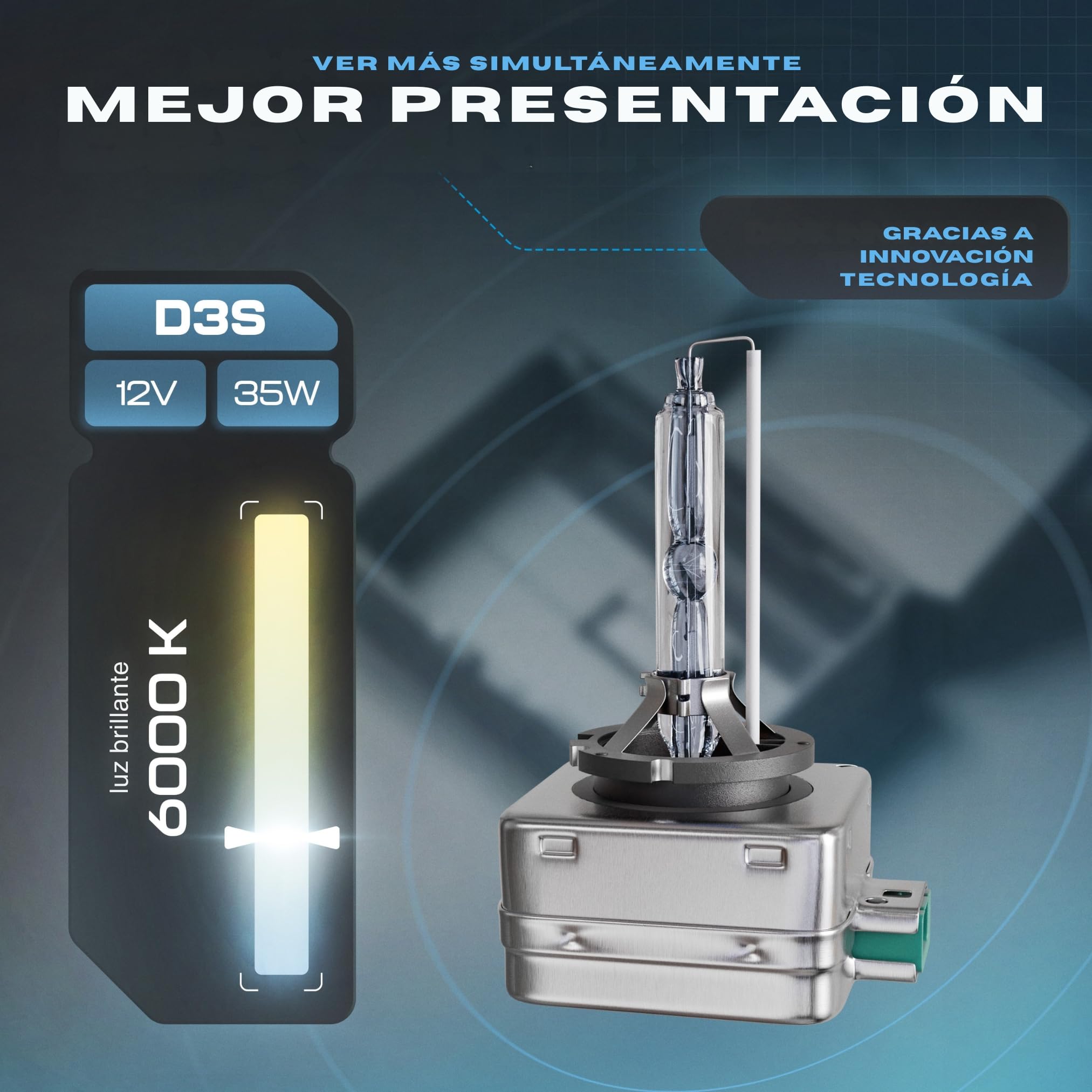 Gread D3S 6000K Xenon 2 bombillas de luces quemador de xenón - 12V - 35W HID Auto Lámpara, Blanco Faro Delantero De Coche larga vida, Paquete de 2