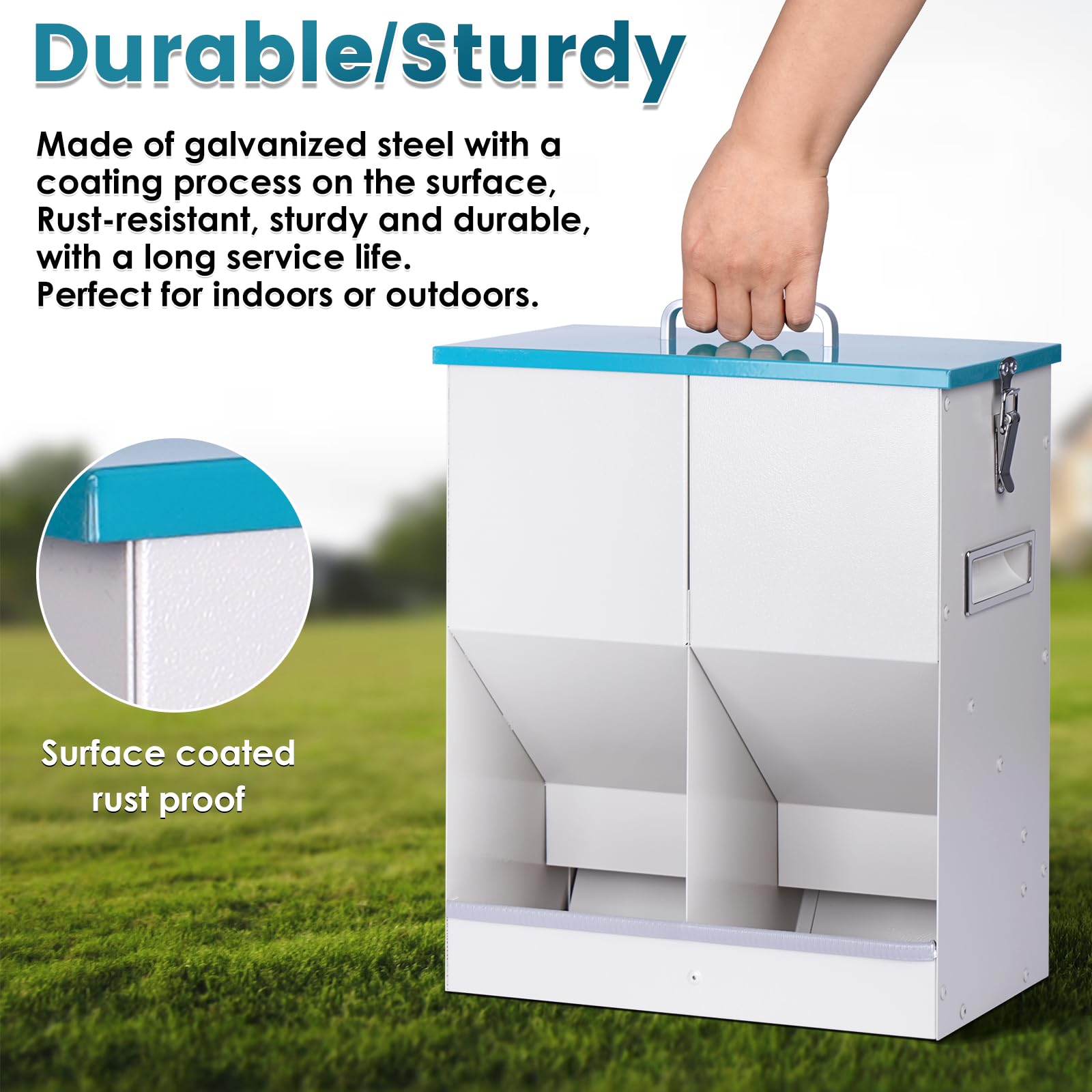 Automatic Cat Feeder for 2 Cat, 42cups/10L Automatic Pet Feeder for Dogs and Cats, Multiple Cats Feeder Outdoor Large Capacity Galvanized Steel Gravity Pet Dog Dry Food Dispenser (10L) - image 7