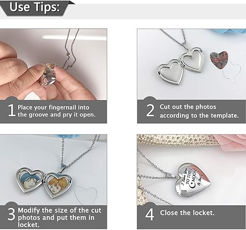 Miniatura 6 de YOUFENG - Collar con colgante de corazón con texto en inglés "I Love You to the Moon and Back", para fotos