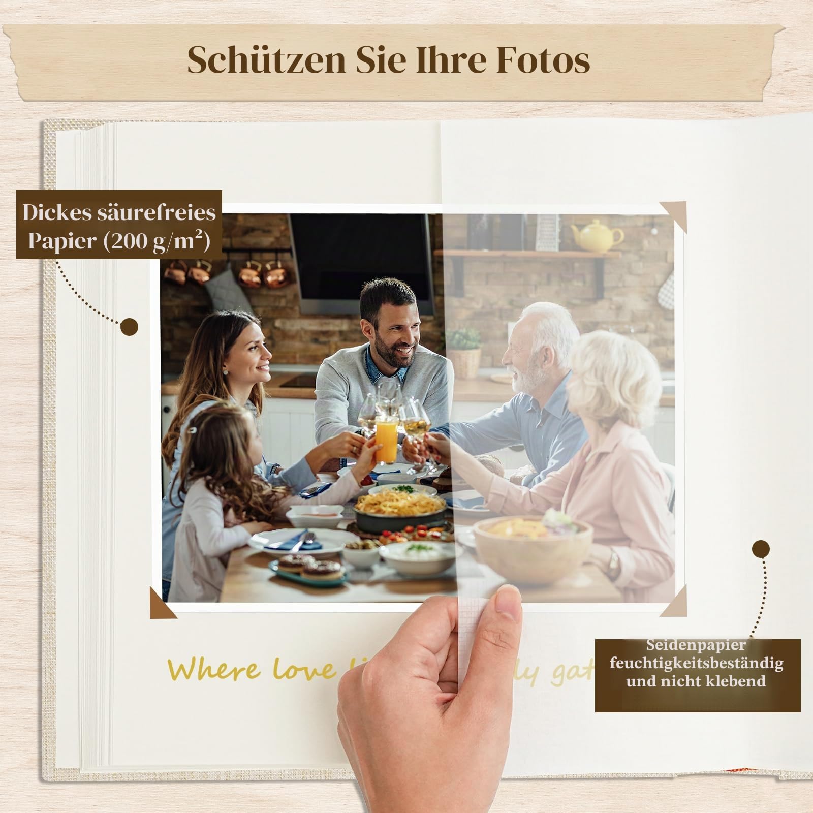 Vienrose Fotoalbum zum Einkleben 30 x 30 cm, 50 Blätter/100 Seiten