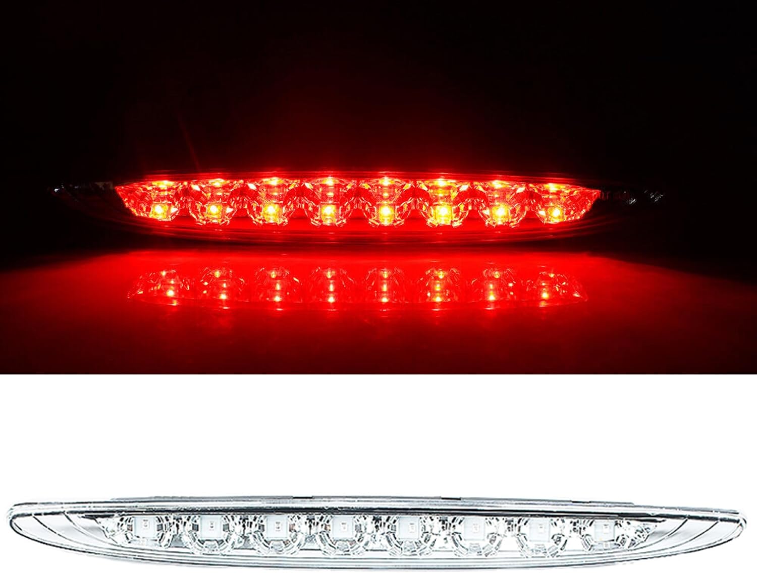 LED High Tail Third Stop Brake Light Lamp, 3rd High Mount Brake Rear Stop Tail Light, Compatible with Mini Cooper R50, R53 2002-2006, Replace 63256935789, Clear, Clear