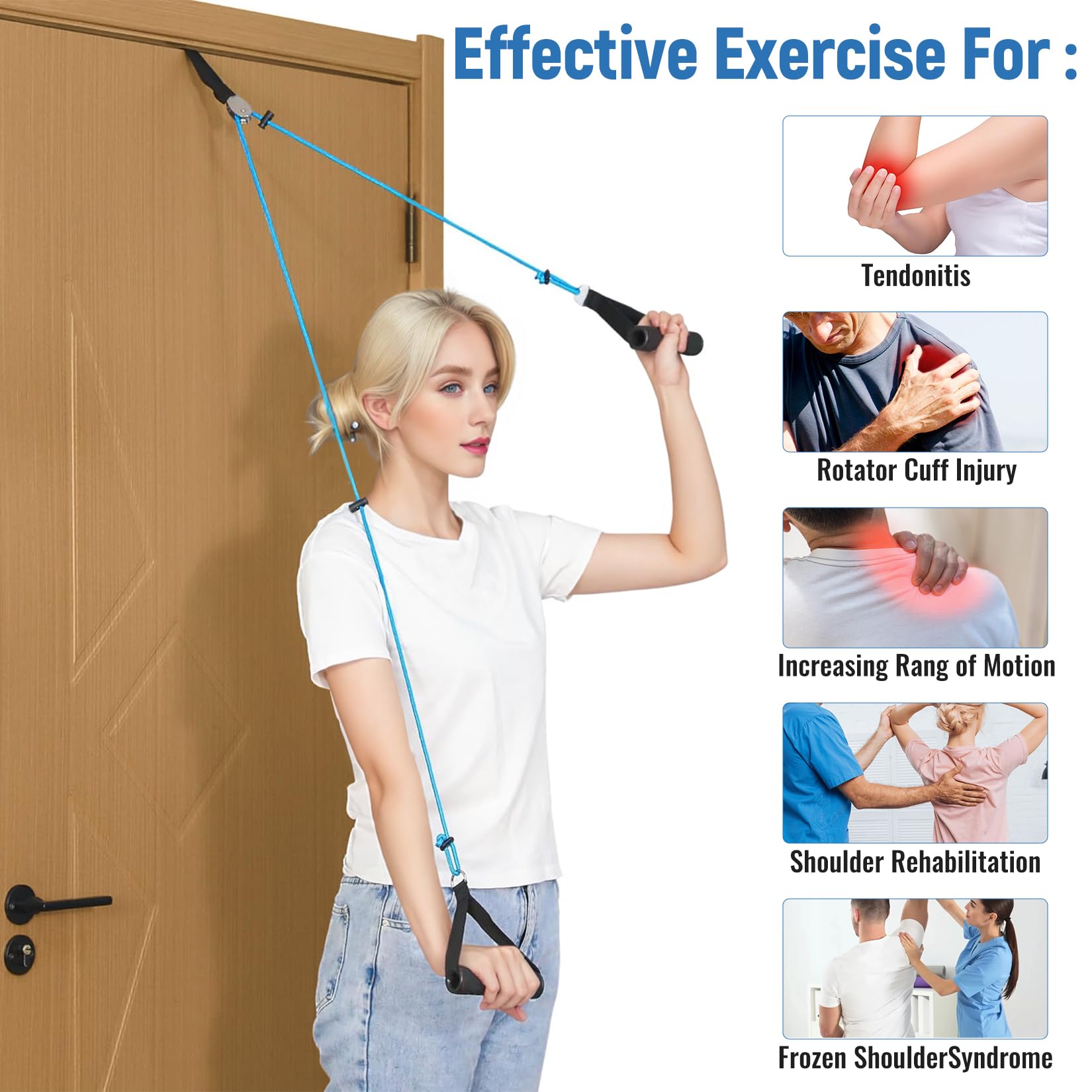 GothicBride Schultertrainer Seilzug Tür, Schultertrainer Pulley, Fitness Gymnastik Seil mit Handgriffe