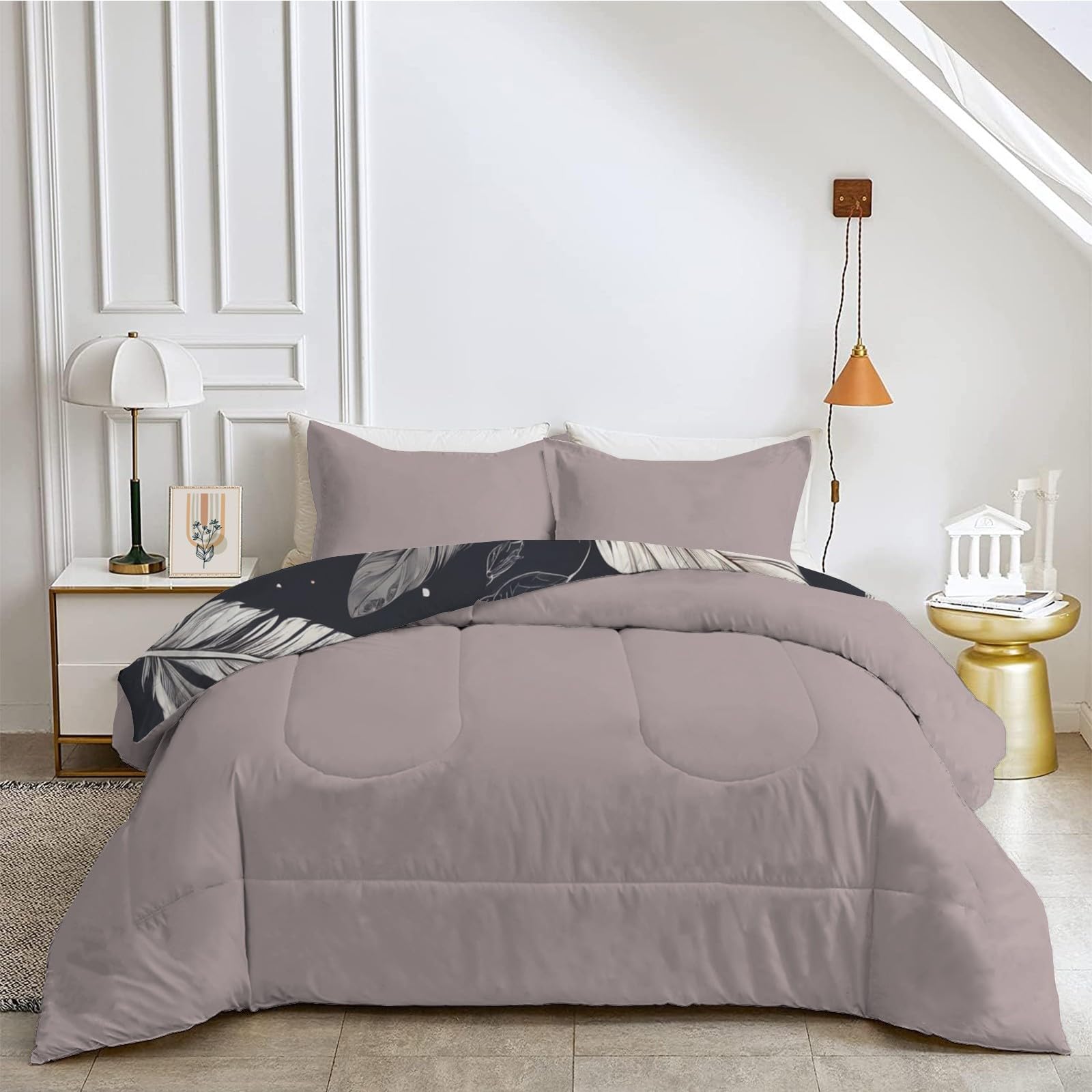 Couette 240x260 Bohême, Couette Imprimée 2 Personnes, Couette Plume Réversible sans Housse, Lavable en Machine, Couette 4 Saisons Légère Chaud avec 2 Taies d'oreiller, D533
