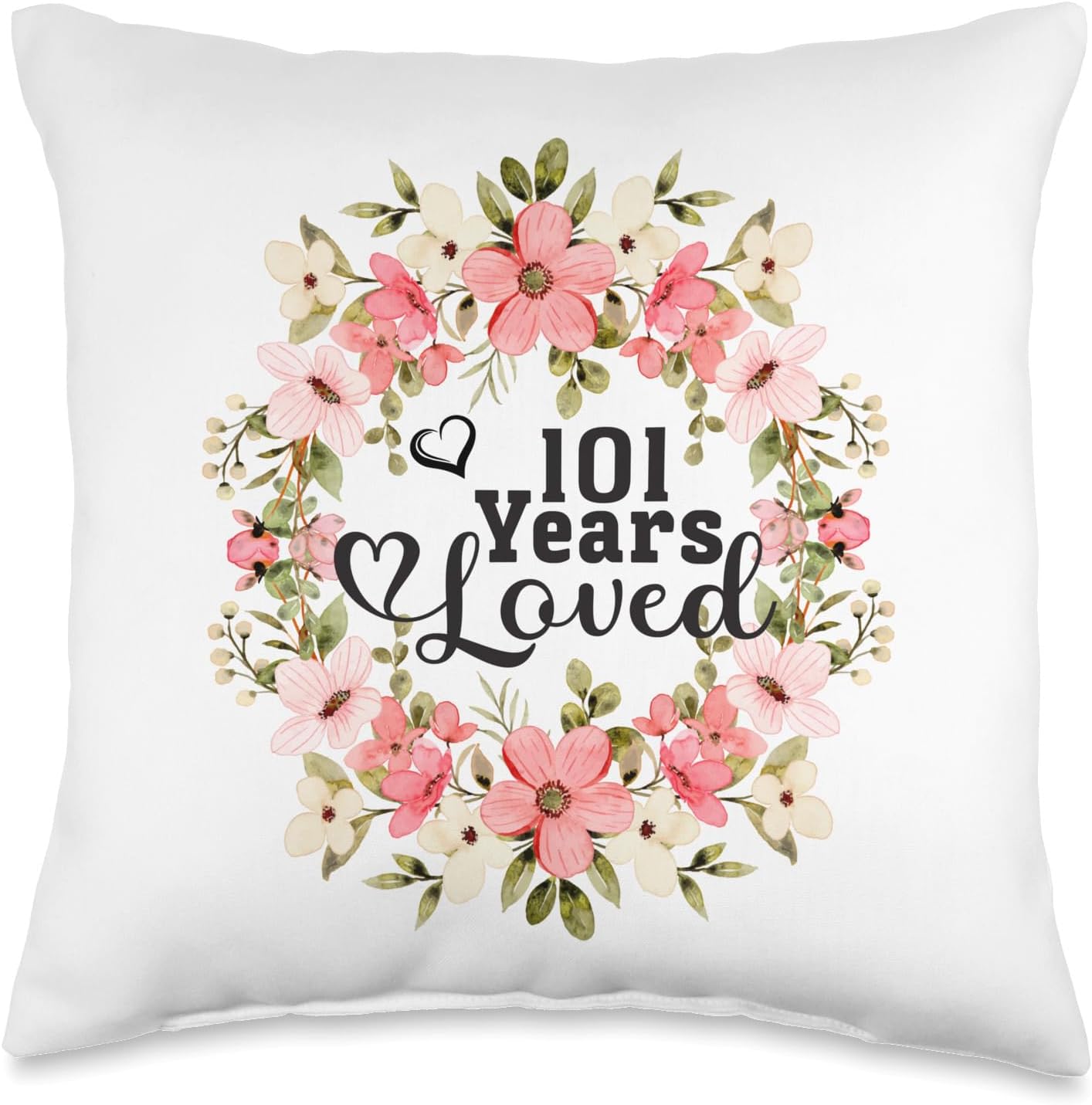 Floral 101st Birthday 101 Years Loved Mom Grandma Throw Pillow