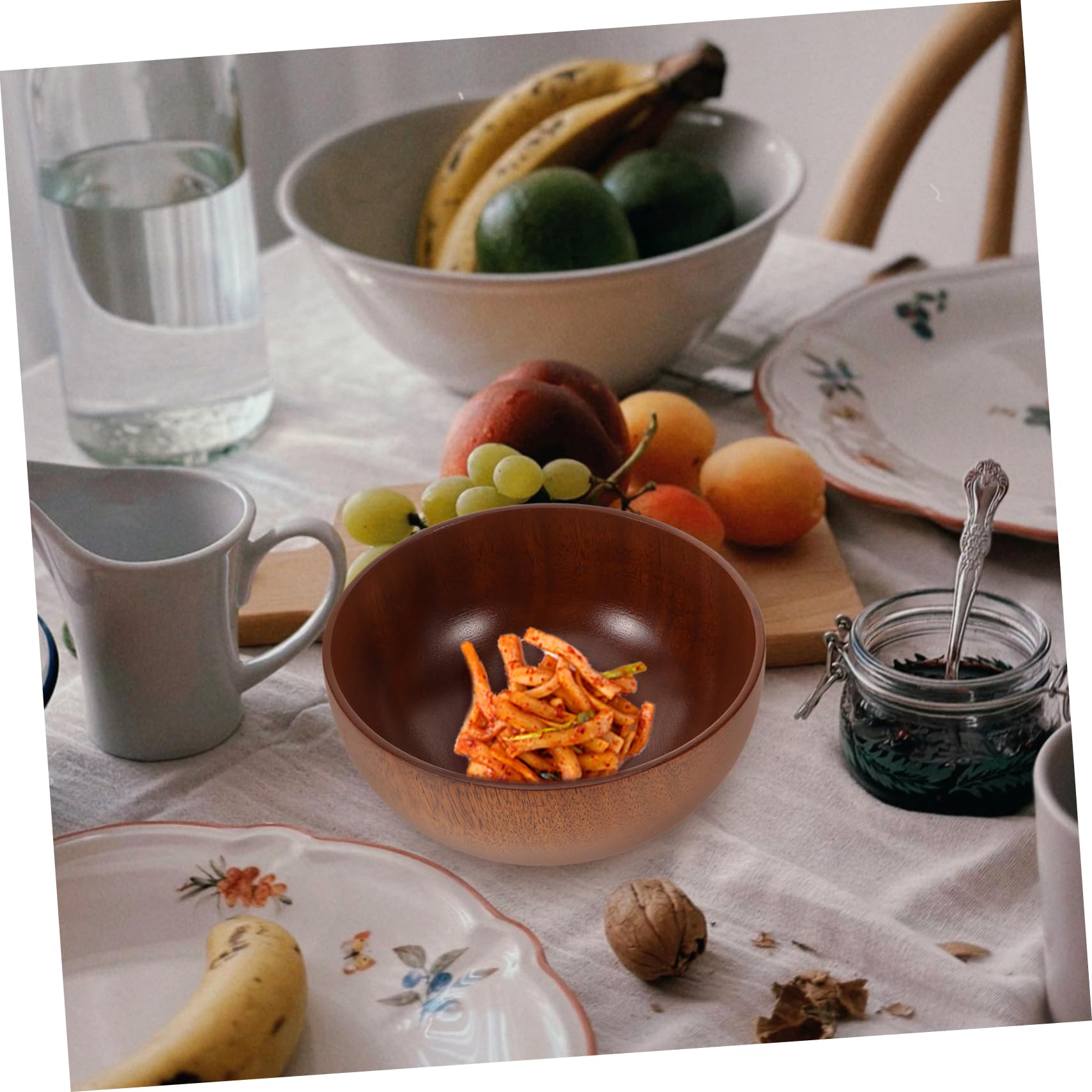 PRETYZOOM 4piezas Tazón De Madera Natural Para Ensaladas y Snacks Tazón De Frutas y Resistente Para Cocina y Restaurantes Acabado Artesanal y De Limpiar