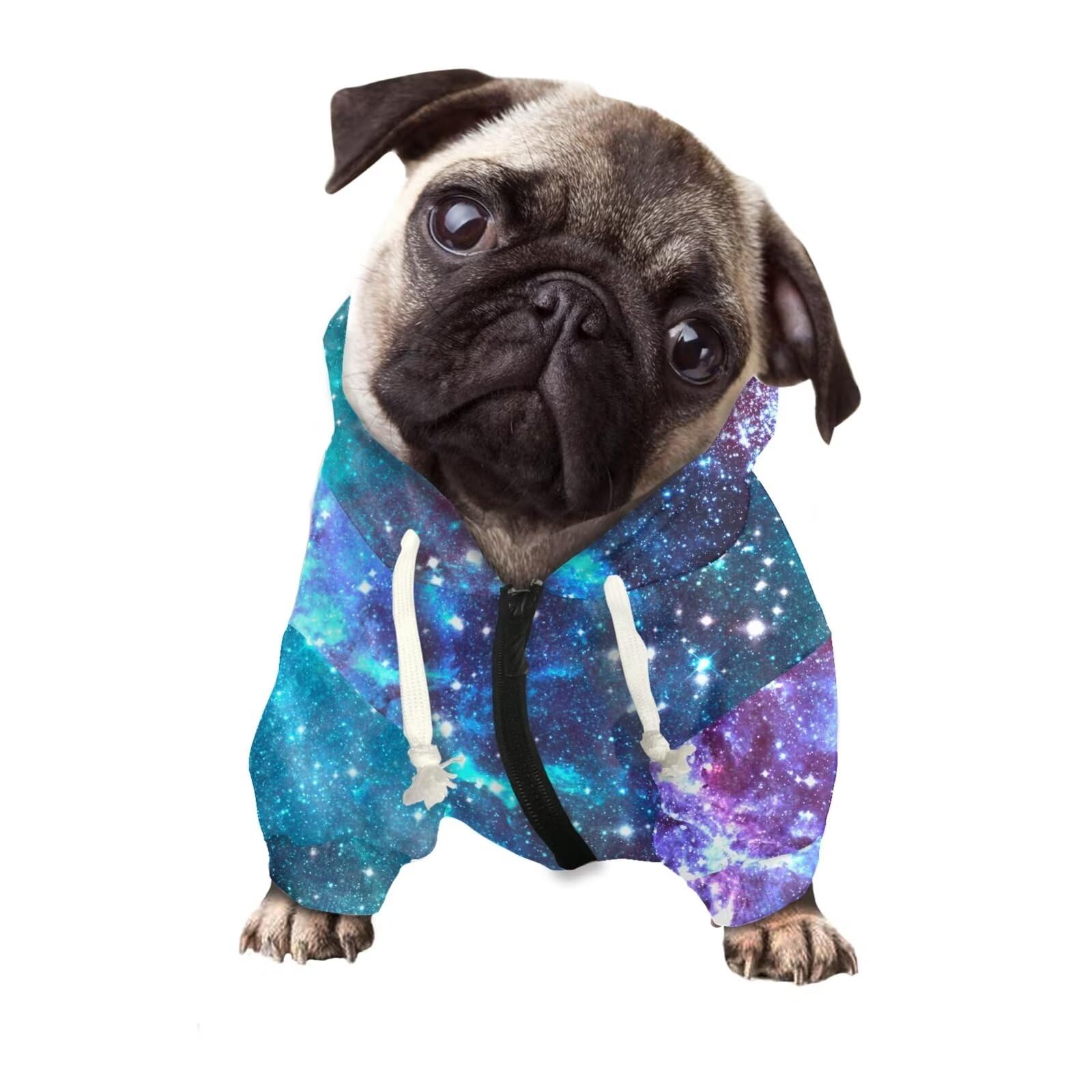Howilath Pup Dog Zipper Hoodie, Blue Starry Sky Dog Clothes Hoodie Sweatshirts Pet Puppy Shirts for Small Dogs - S — image 1