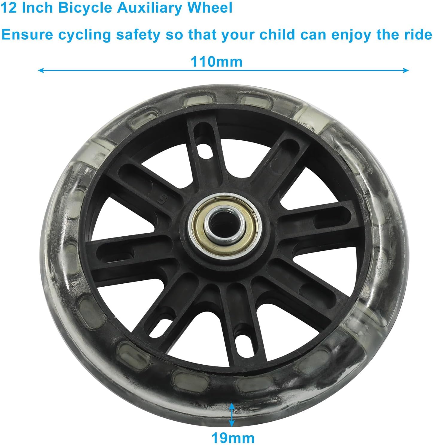 Piutouyar Bicycle Auxiliary Wheel Accessories for 12 Inch Bike, Black+White